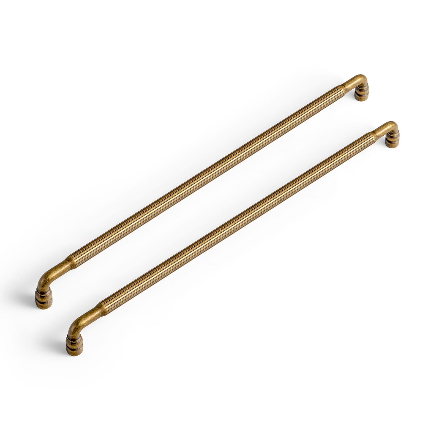 Goo-Ki Antique Brass / 12.6'' Hole Center / 6 Pack Industrial Decorative Cabinet Pulls Unique L-shaped Drawer Handles with Textured Grip