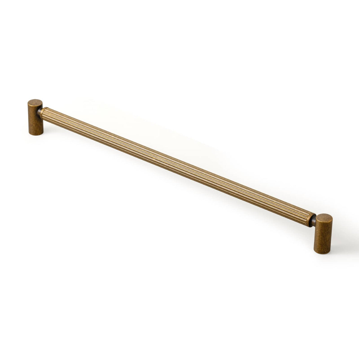 Goo-Ki Antique Brass / 12.6'' Hole Center / 6 Pack Vintage Fluted Cabinet Pull Handles, Aluminum Grip Rail with Zinc Alloy End Caps Drawer Bar Pulls for Kitchen Cabinet
