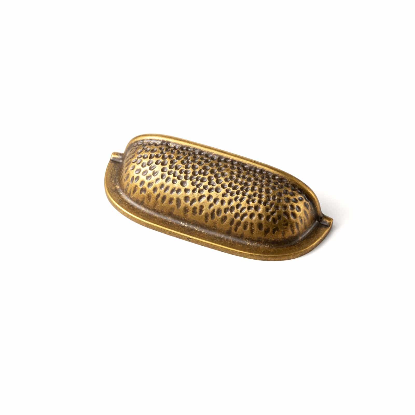 Goo-Ki Antique Brass / 2.5'' Hole Center / 6 Pack Hammered Texture Cabinet Cup Pulls with Curved Edges Elegant Vintage Drawer Bin Handle for Kitchen
