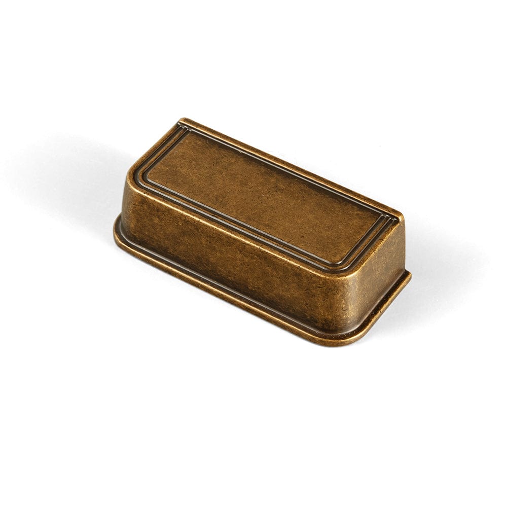 Goo-Ki Antique Brass / 2.5'' Hole Center / 6 Pack Rectangular Profile Cabinet Pulls with Trimmed Edges - Retro Drawer Handles
