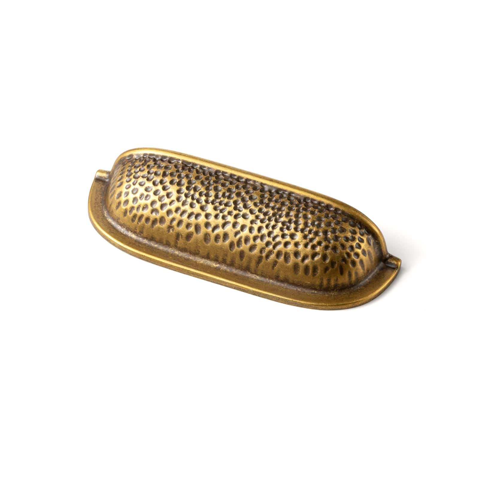 Goo-Ki Antique Brass / 3'' Hole Center / 6 Pack Hammered Texture Cabinet Cup Pulls with Curved Edges Elegant Vintage Drawer Bin Handle for Kitchen