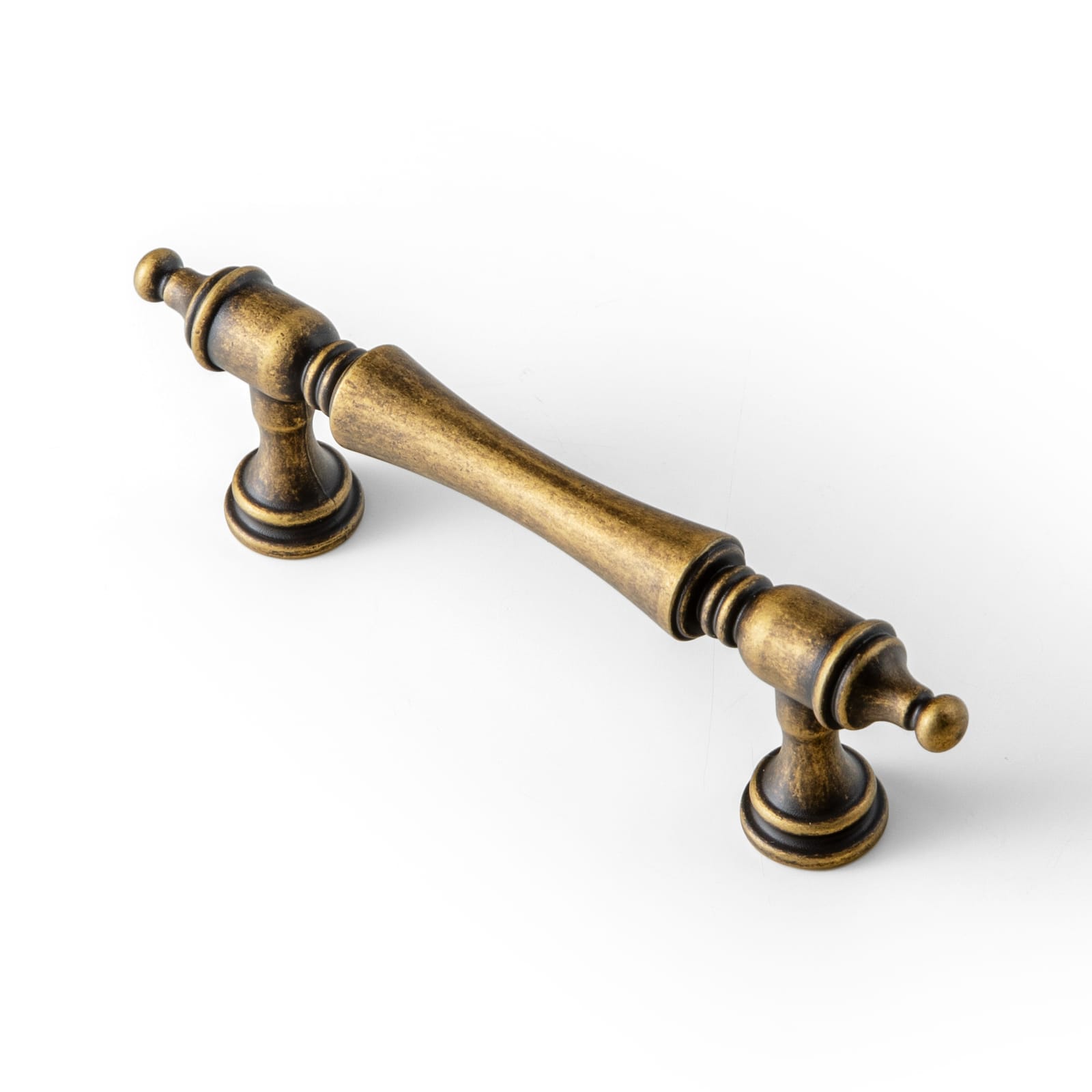 Goo-Ki Antique Brass / 3'' Hole Center / 6 Pack Ornate Tapered Cabinet Handle with Sculpted Detailing Vintage Hardware for Kitchen