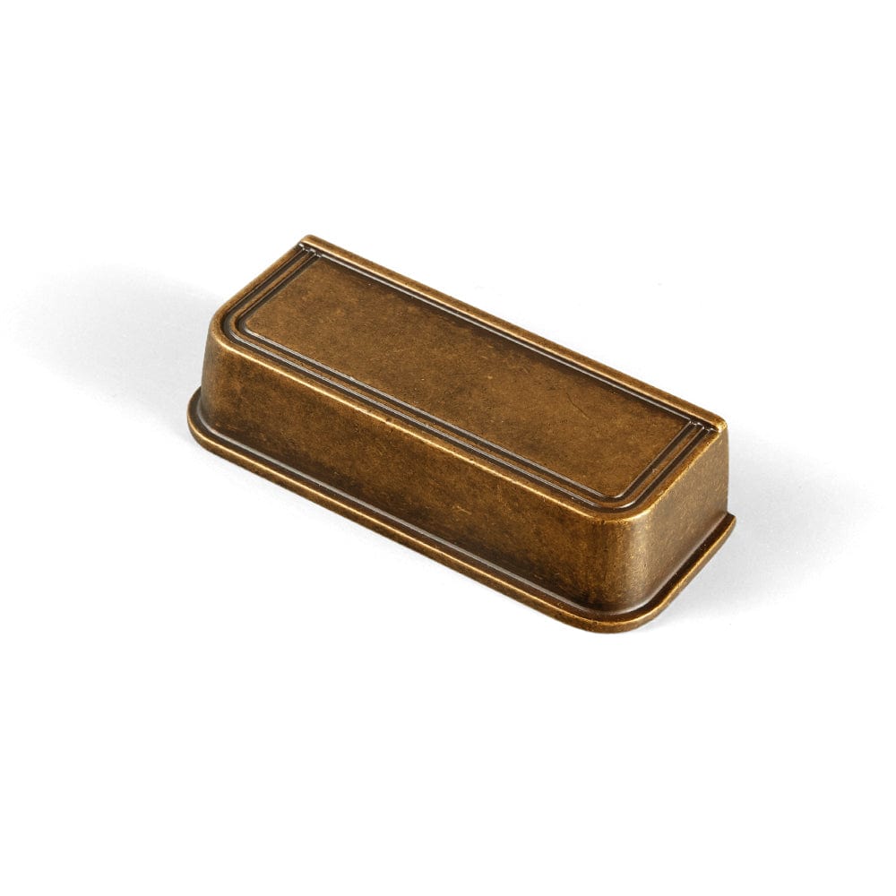 Goo-Ki Antique Brass / 3'' Hole Center / 6 Pack Rectangular Profile Cabinet Pulls with Trimmed Edges - Retro Drawer Handles