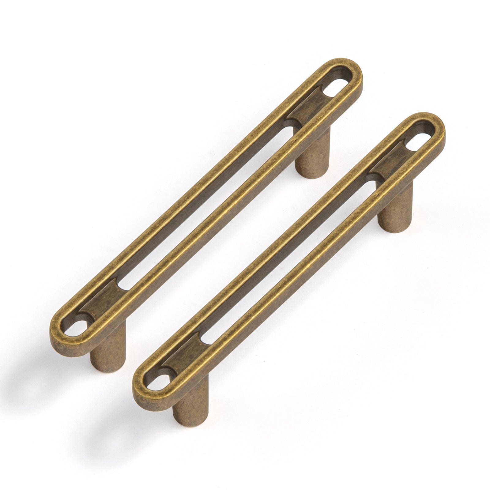Goo-Ki Antique Brass / 3'' Hole Center / 6 Pack Unique Design Openwork Furniture Handle Zinc Alloy Kitchen Drawer Pulls Finger Pull