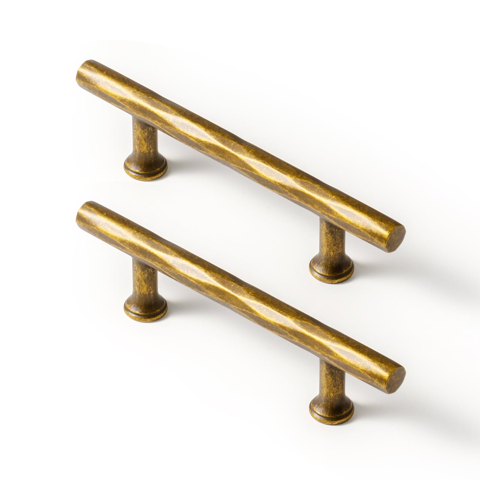 Goo-Ki Antique Brass / 3'' Hole Center / 6 Pack Vintage Brass Zinc Alloy Twisted Texture Cabinet Pulls - Kitchen Cupboard Dresser Handles