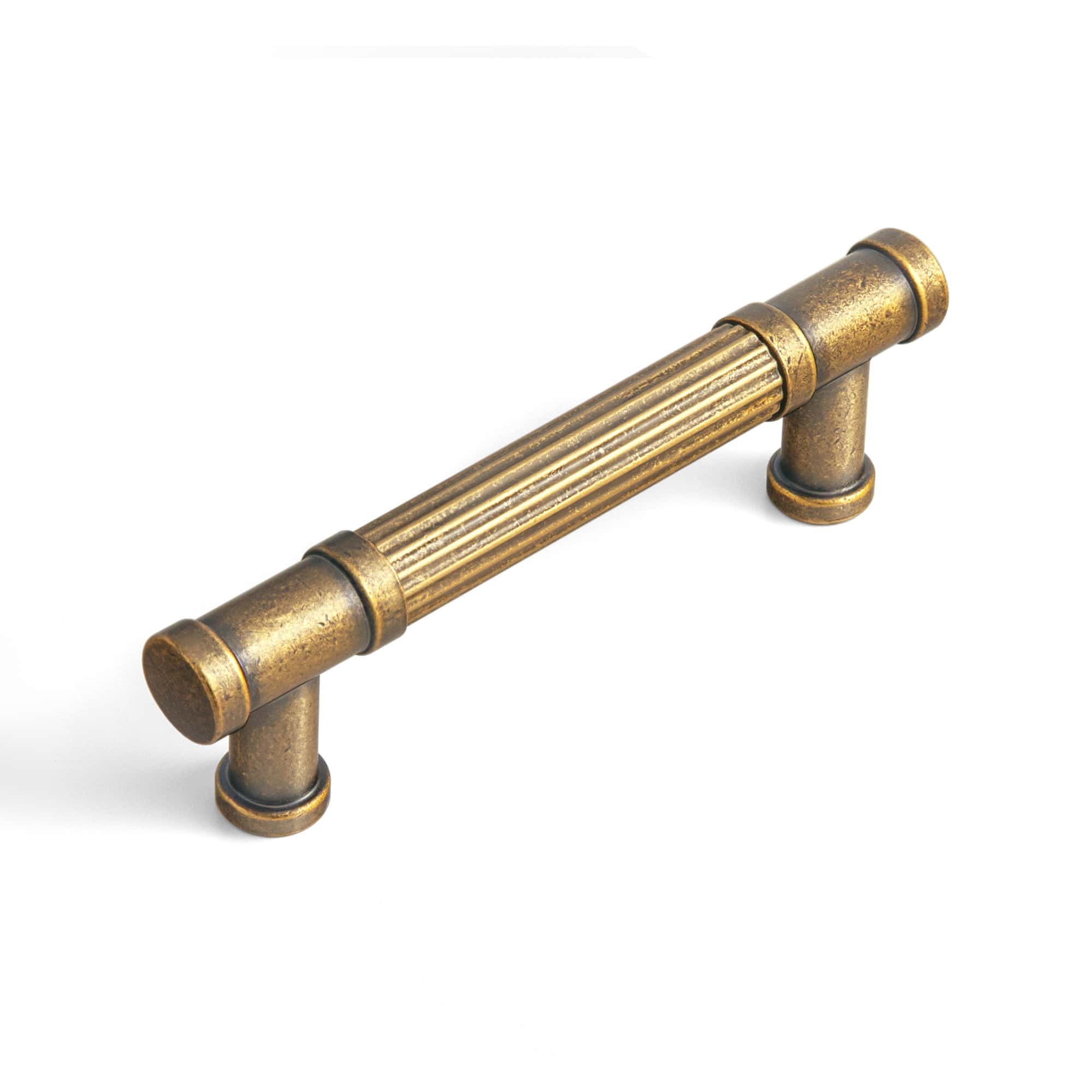 Goo-Ki Antique Brass / 3'' Hole Center / 6 Pack Vintage Fluted Vintage Cabinet Pulls Textured Vertical Striped Bar Pulls for Kitchen Cabinets