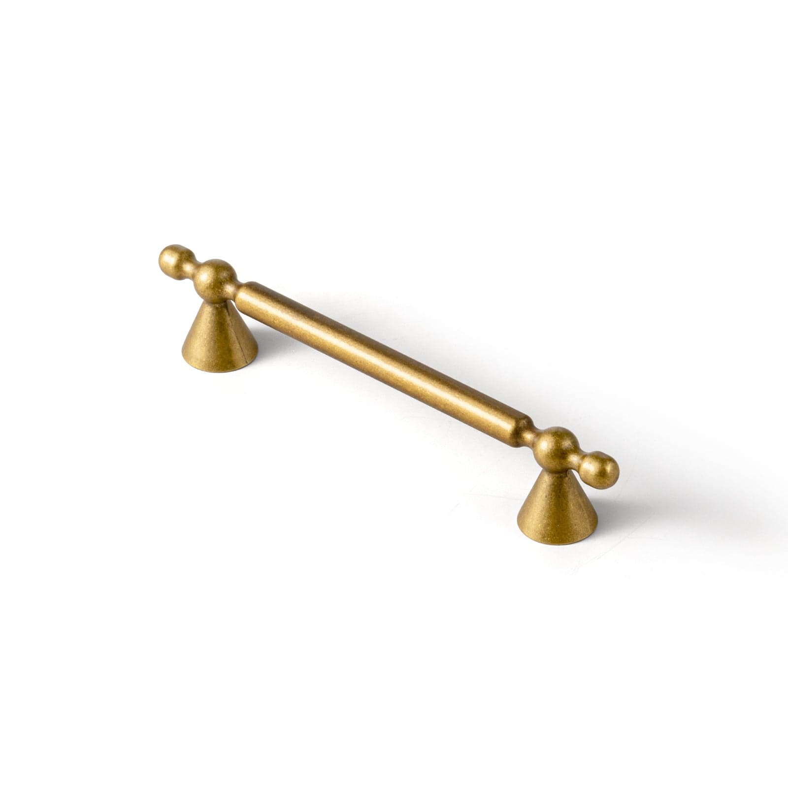 Goo-Ki Antique Brass / 5'' Hole Center / 6 Pack Elegant Zinc Alloy Cabinet Handles - Sleek Cylindrical with Decorative Spherical Ends