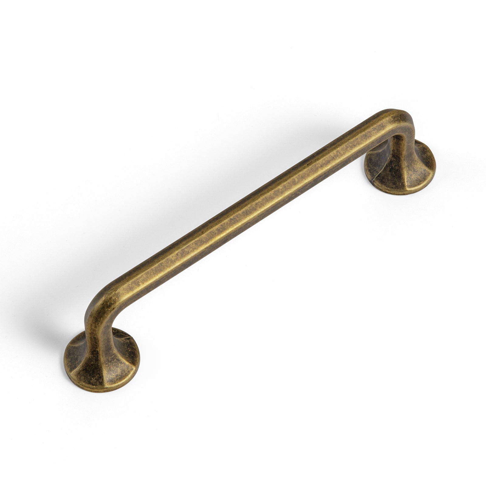 Goo-Ki Antique Brass / 5'' Hole Center / 6 Pack Large Base Cabinet Handle Angled Bronze Drawer Pulls