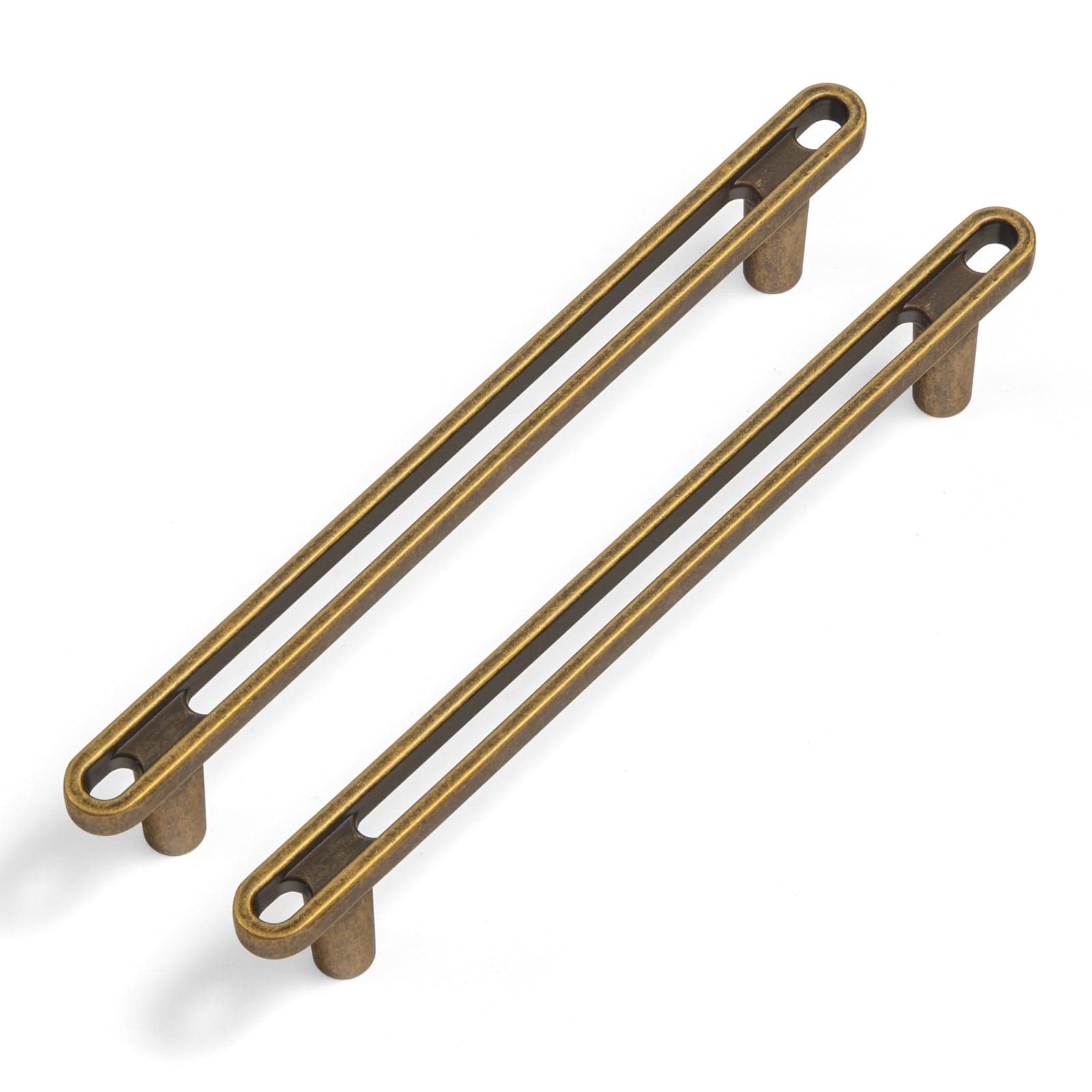 Goo-Ki Antique Brass / 5'' Hole Center / 6 Pack Unique Design Openwork Furniture Handle Zinc Alloy Kitchen Drawer Pulls Finger Pull