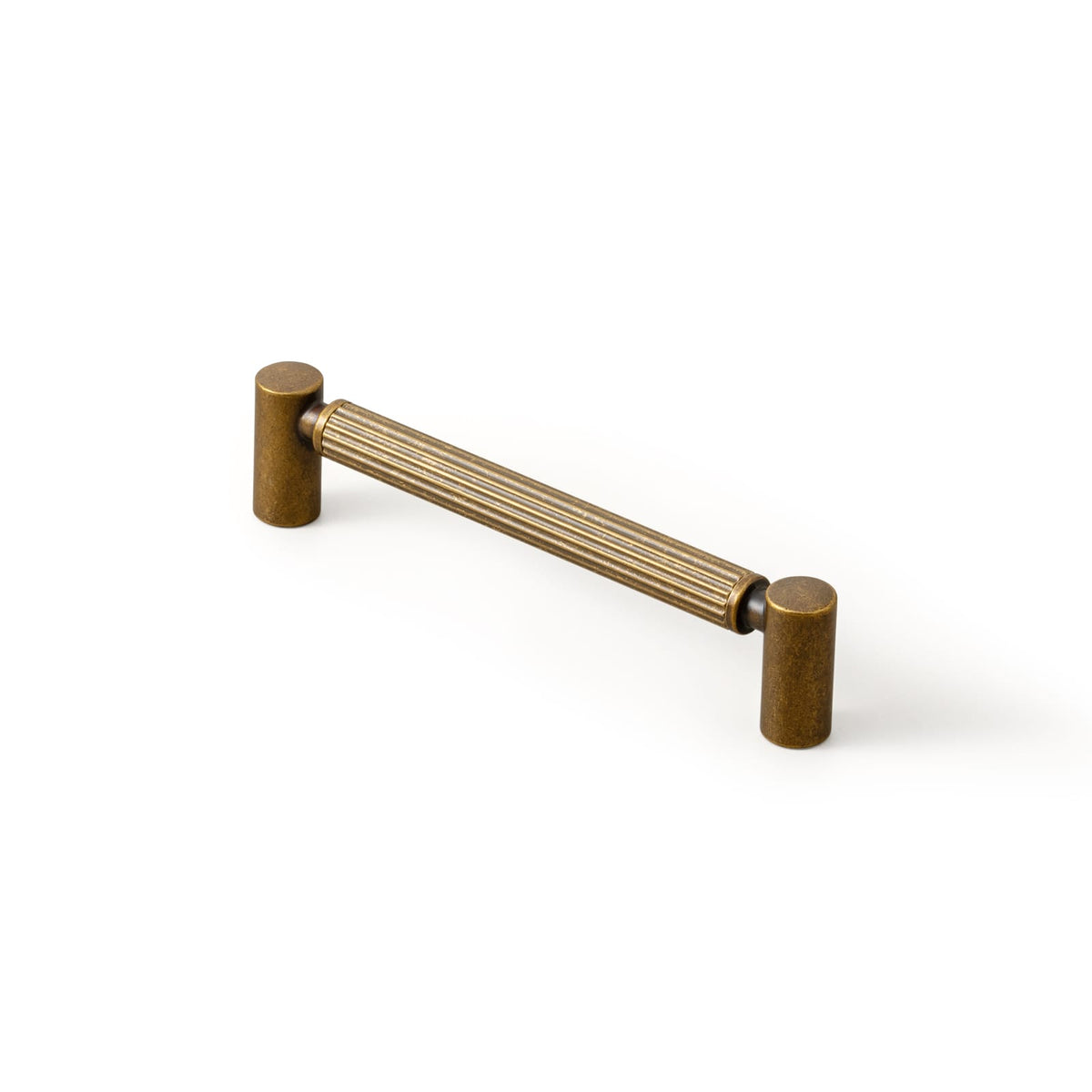 Goo-Ki Antique Brass / 5'' Hole Center / 6 Pack Vintage Fluted Cabinet Pull Handles, Aluminum Grip Rail with Zinc Alloy End Caps Drawer Bar Pulls for Kitchen Cabinet