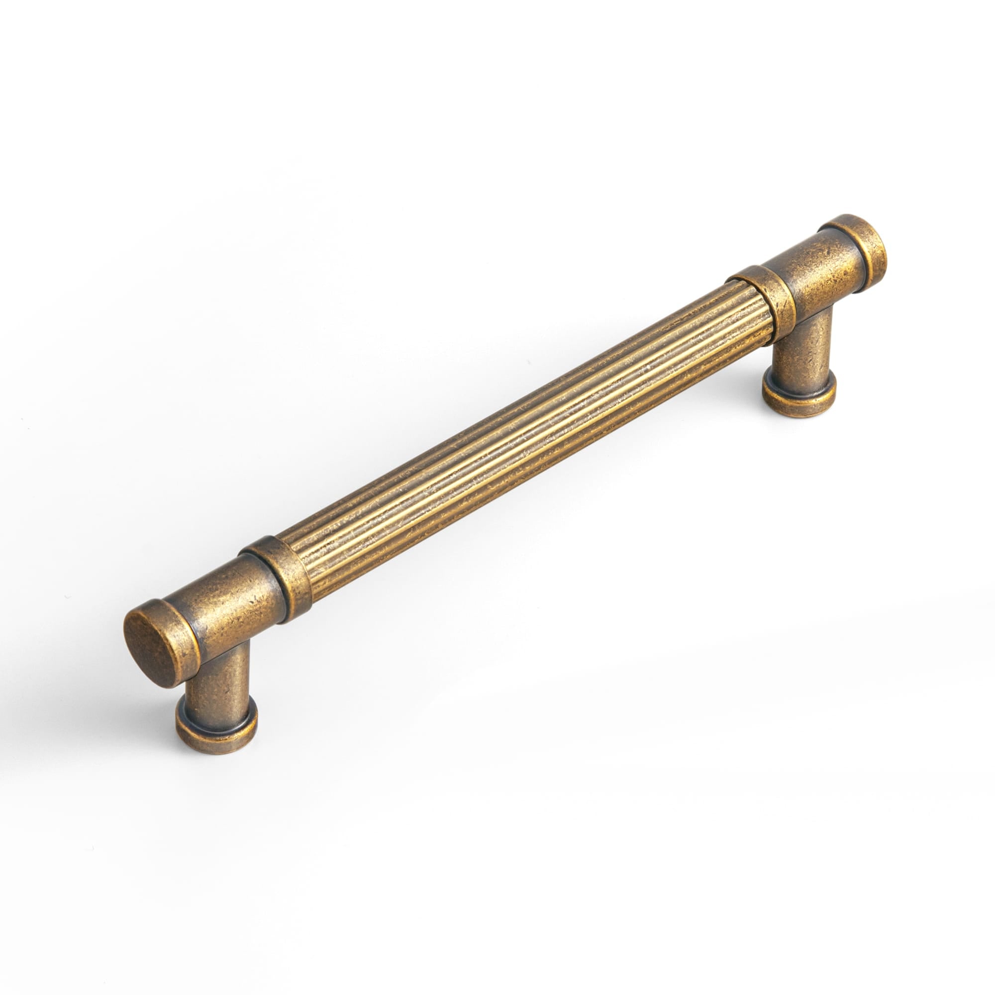 Goo-Ki Antique Brass / 5'' Hole Center / 6 Pack Vintage Fluted Vintage Cabinet Pulls Textured Vertical Striped Bar Pulls for Kitchen Cabinets
