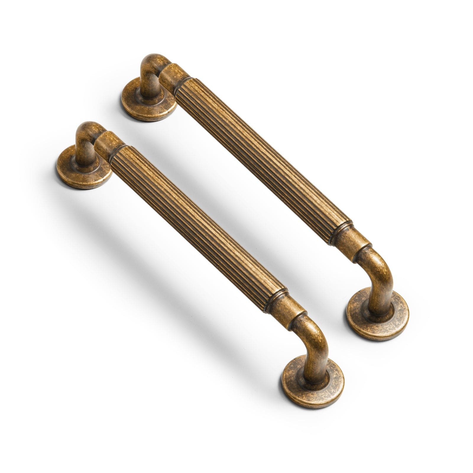 Goo-Ki Antique Brass / 5'' Hole Center / 6 Pack Vintage Textured Zinc Alloy Cabinet Pulls - Stylish Hardware for Kitchen Cabinets & Dresser Drawers