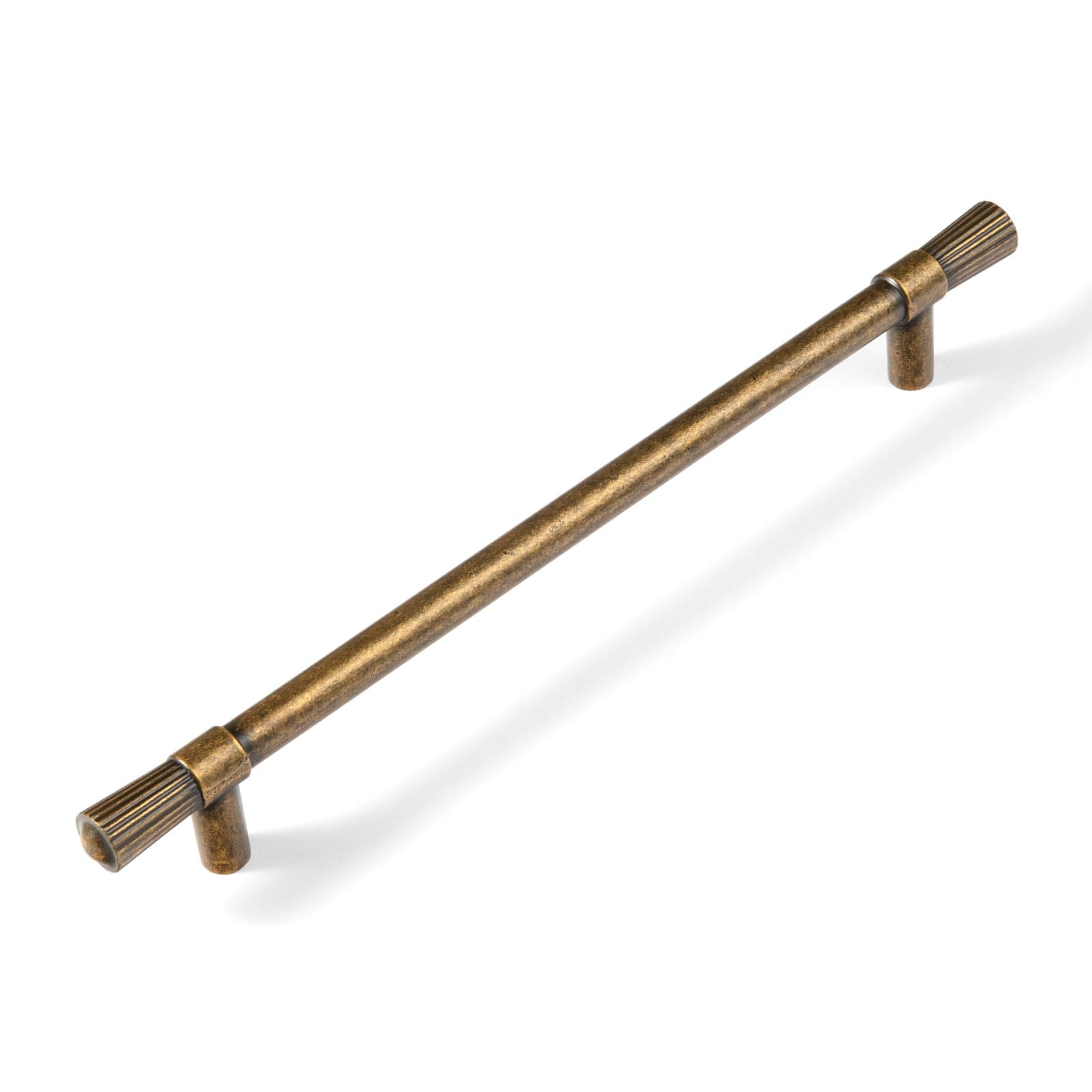 Goo-Ki Antique Brass / 7.6'' Hole Center / 6 Pack Distinctive Stylish Zinc Alloy Cabinet Handles Featuring Textured Ribbed Ends