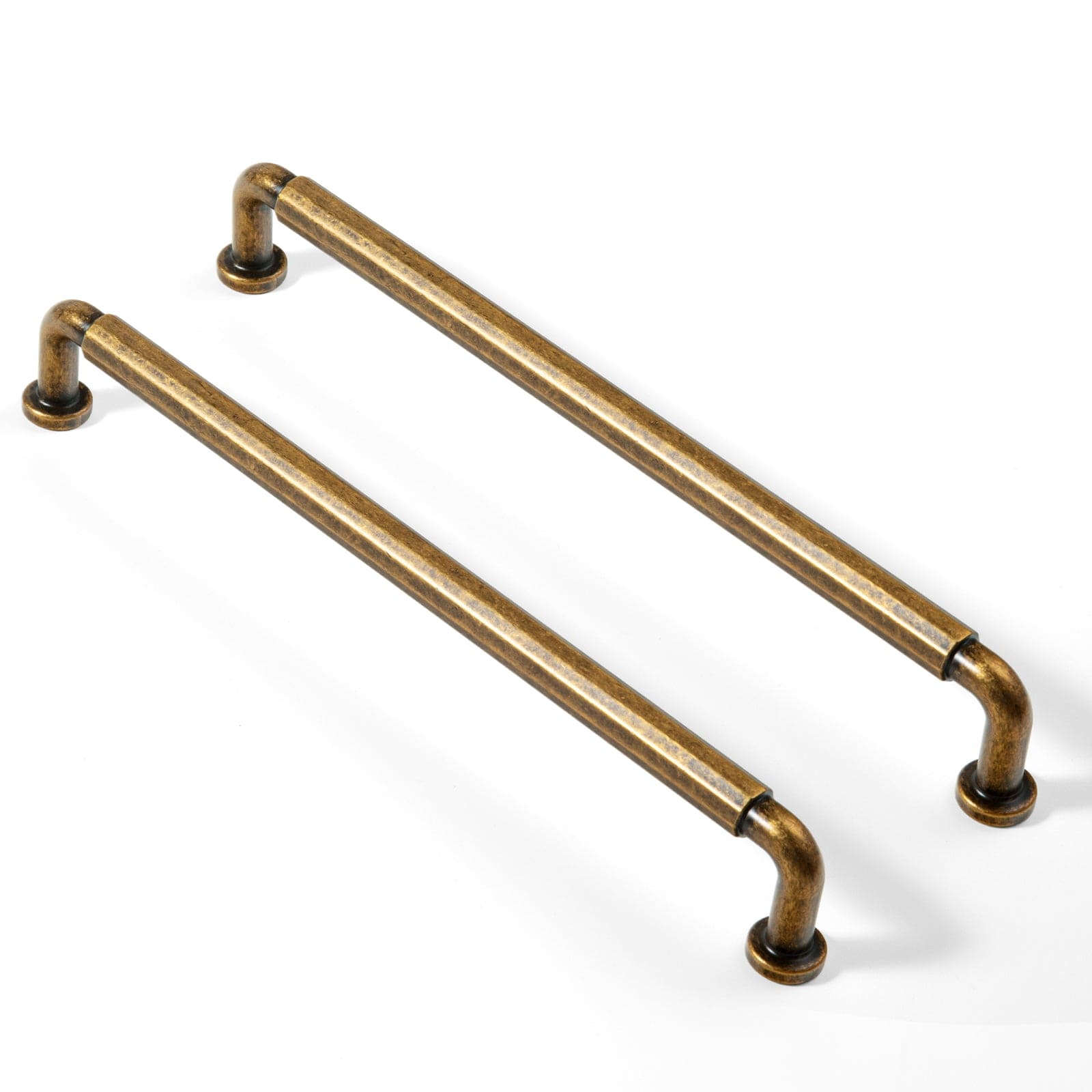 Goo-Ki Antique Brass / 7.6'' Hole Center / 6 Pack Sturdy Zinc Alloy Cabinet Pulls: Uniquely Angular Design for Modern Spaces
