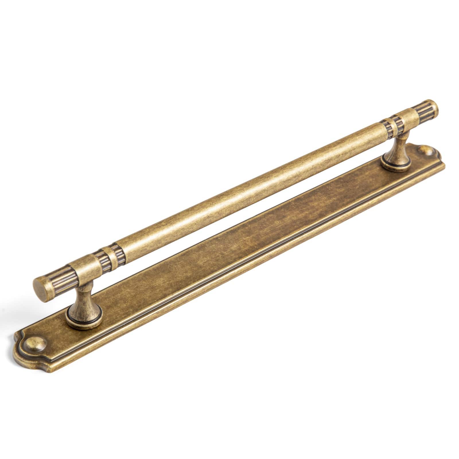 Goo-Ki Antique Brass / C / 7.6'' Hole Center 2 Pack Elegant Linear Shape Cabinet Handles Zinc Alloy Drawer Pulls with Back Plate