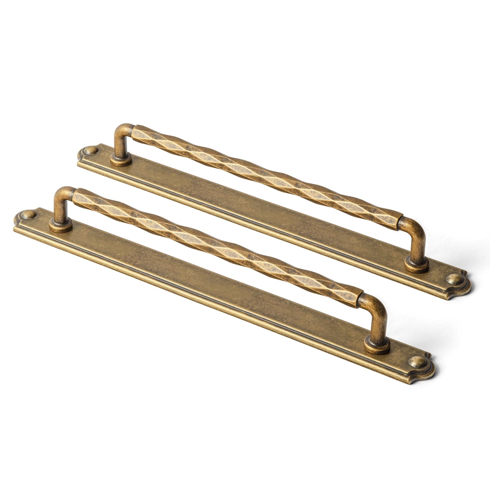 Goo-Ki Antique Brass / C / 7.6'' Hole Center 2 Pack Zinc Alloy Drawer Pulls with Back Plate Twisted Design Decorative Handles for Kitchen Cabinets