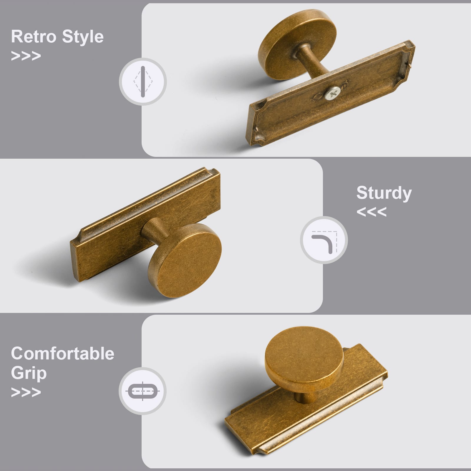 Goo-Ki Antique Brass Cabinet Knobs with Back Plates Ornate Cabinet Pulls for Kitchen Cabinet Hardware