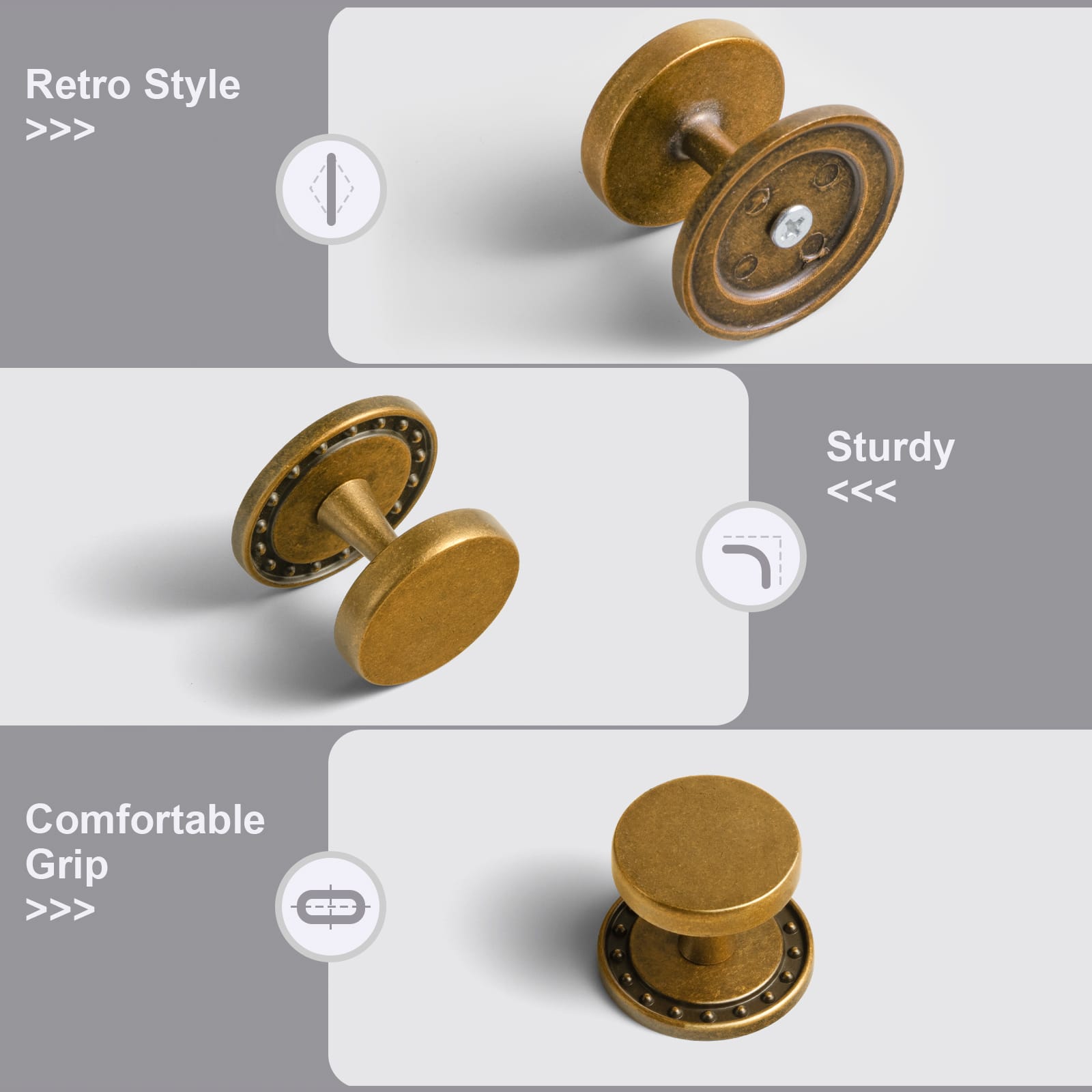 Goo-Ki Antique Brass Cabinet Knobs with Back Plates Ornate Cabinet Pulls for Kitchen Cabinet Hardware