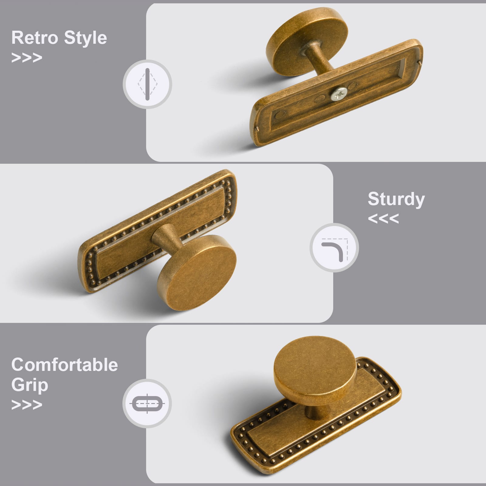 Goo-Ki Antique Brass Cabinet Knobs with Back Plates Ornate Cabinet Pulls for Kitchen Cabinet Hardware