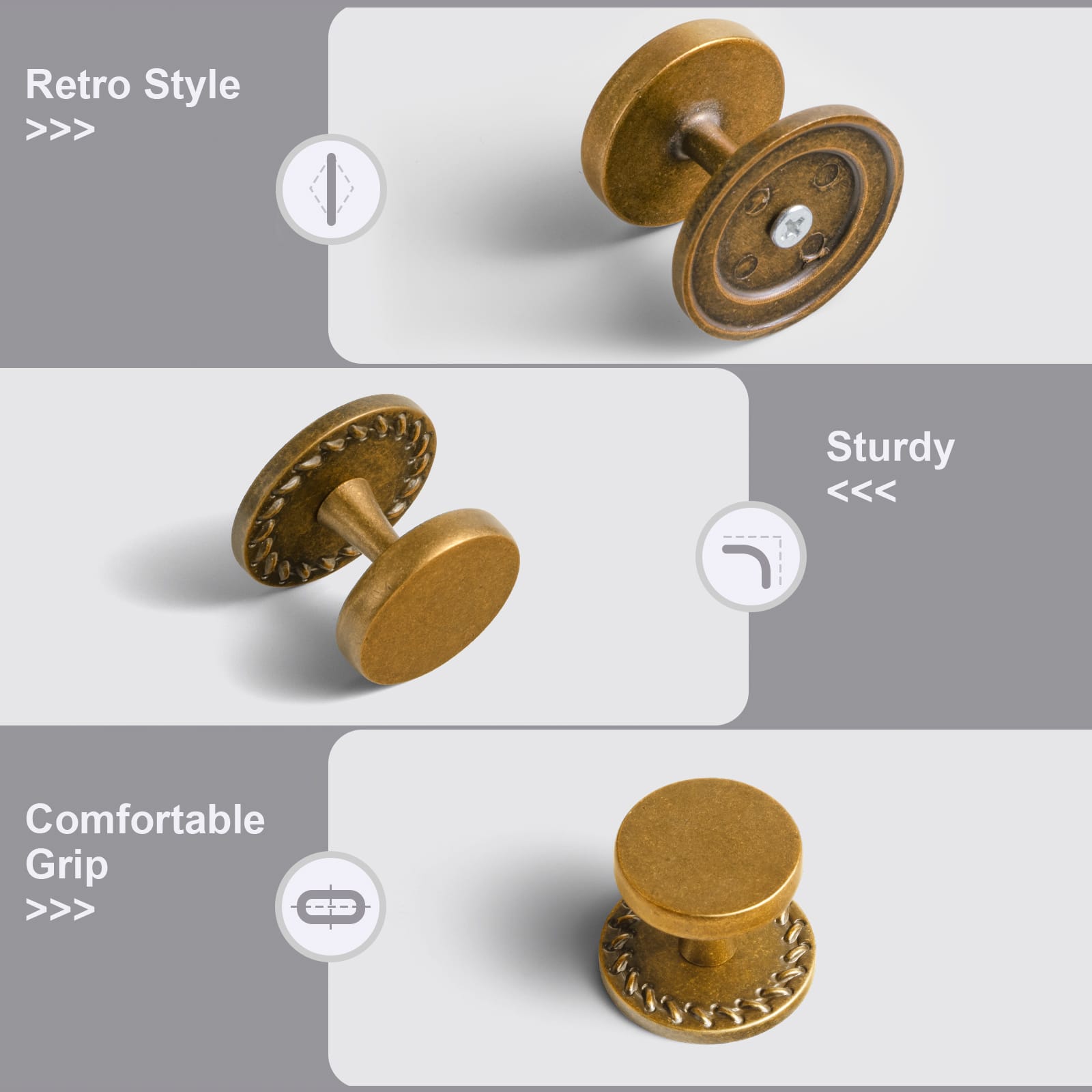 Goo-Ki Antique Brass Cabinet Knobs with Back Plates Ornate Cabinet Pulls for Kitchen Cabinet Hardware