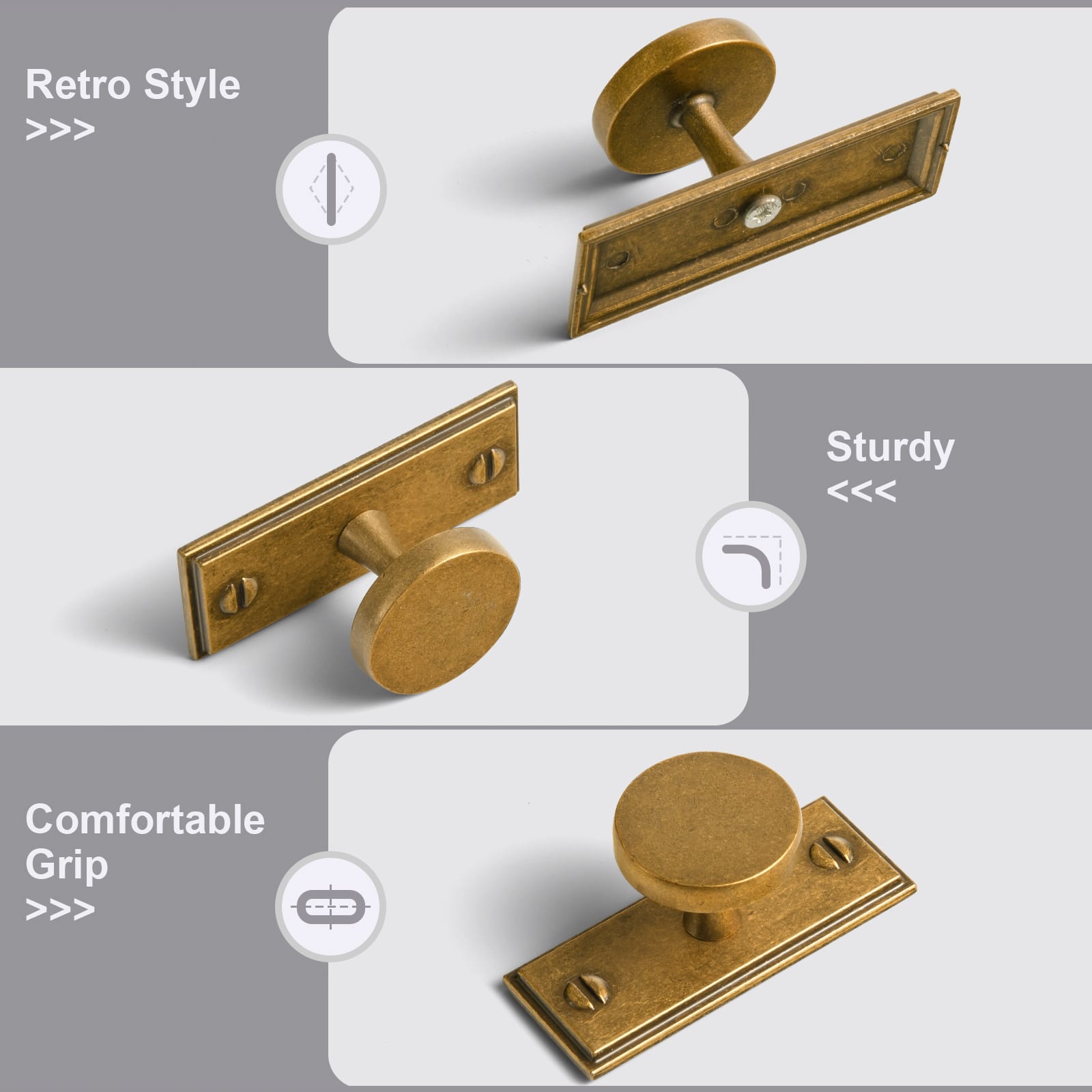 Goo-Ki Antique Brass Cabinet Knobs with Back Plates Ornate Cabinet Pulls for Kitchen Cabinet Hardware