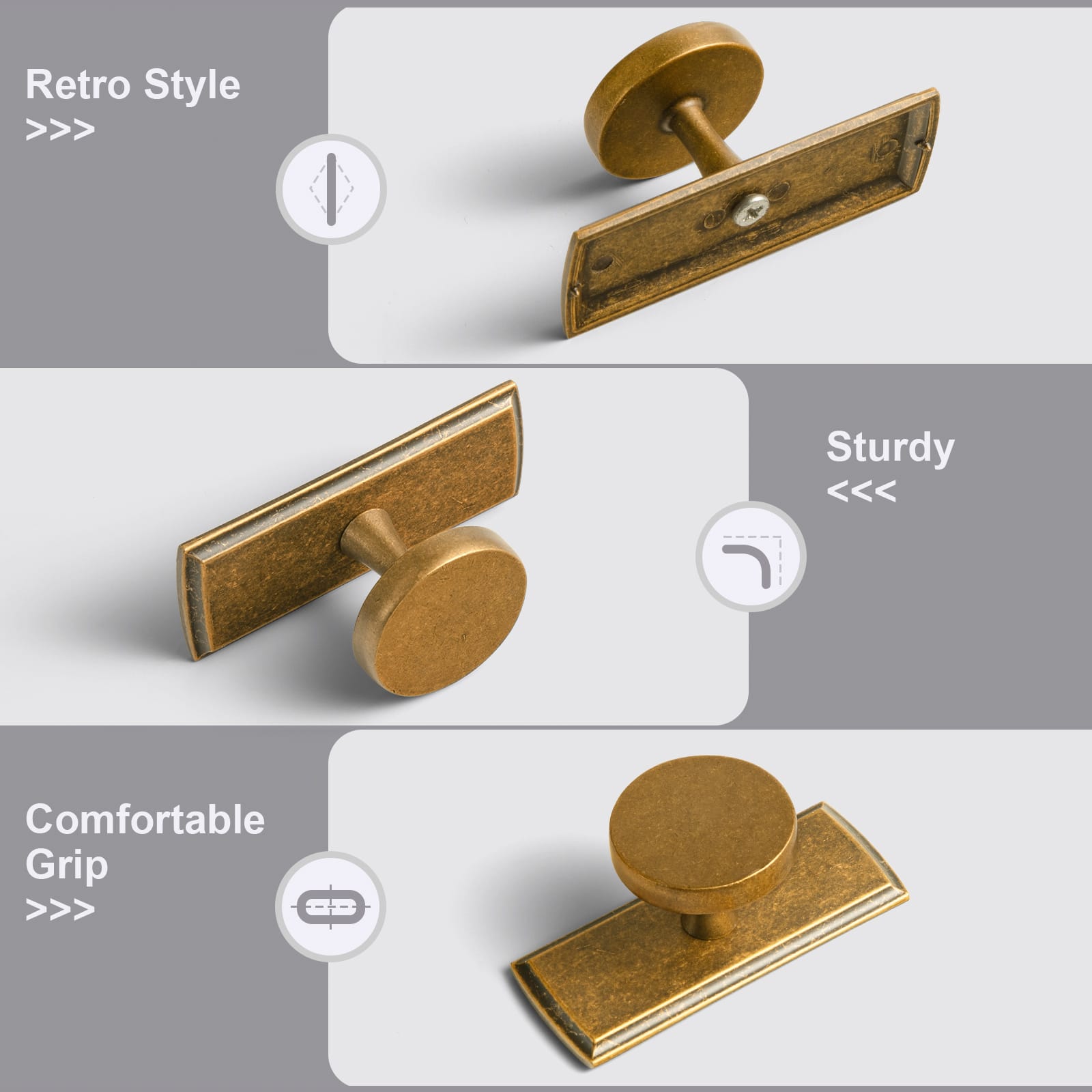 Goo-Ki Antique Brass Cabinet Knobs with Back Plates Ornate Cabinet Pulls for Kitchen Cabinet Hardware
