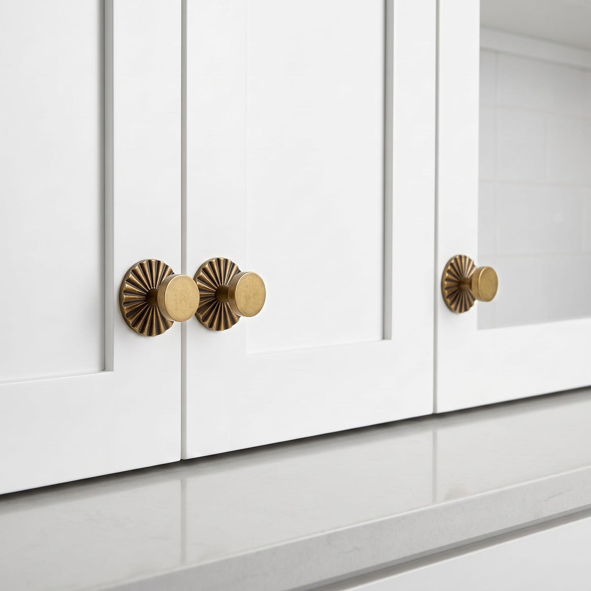 Goo-Ki Antique Brass Cabinet Knobs with Back Plates Ornate Cabinet Pulls for Kitchen Cabinet Hardware