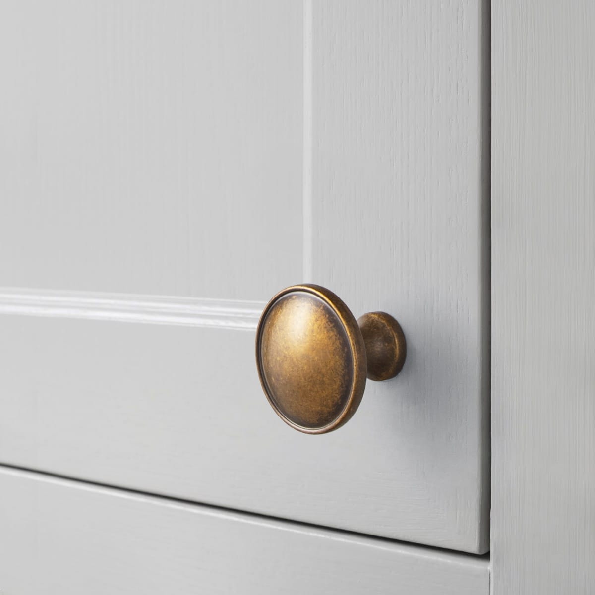 Goo-Ki Antique Brass Cabinet Knobs Zinc Alloy Round Drawer Pulls with Vintage Patina Finish Retro Furniture Hardware