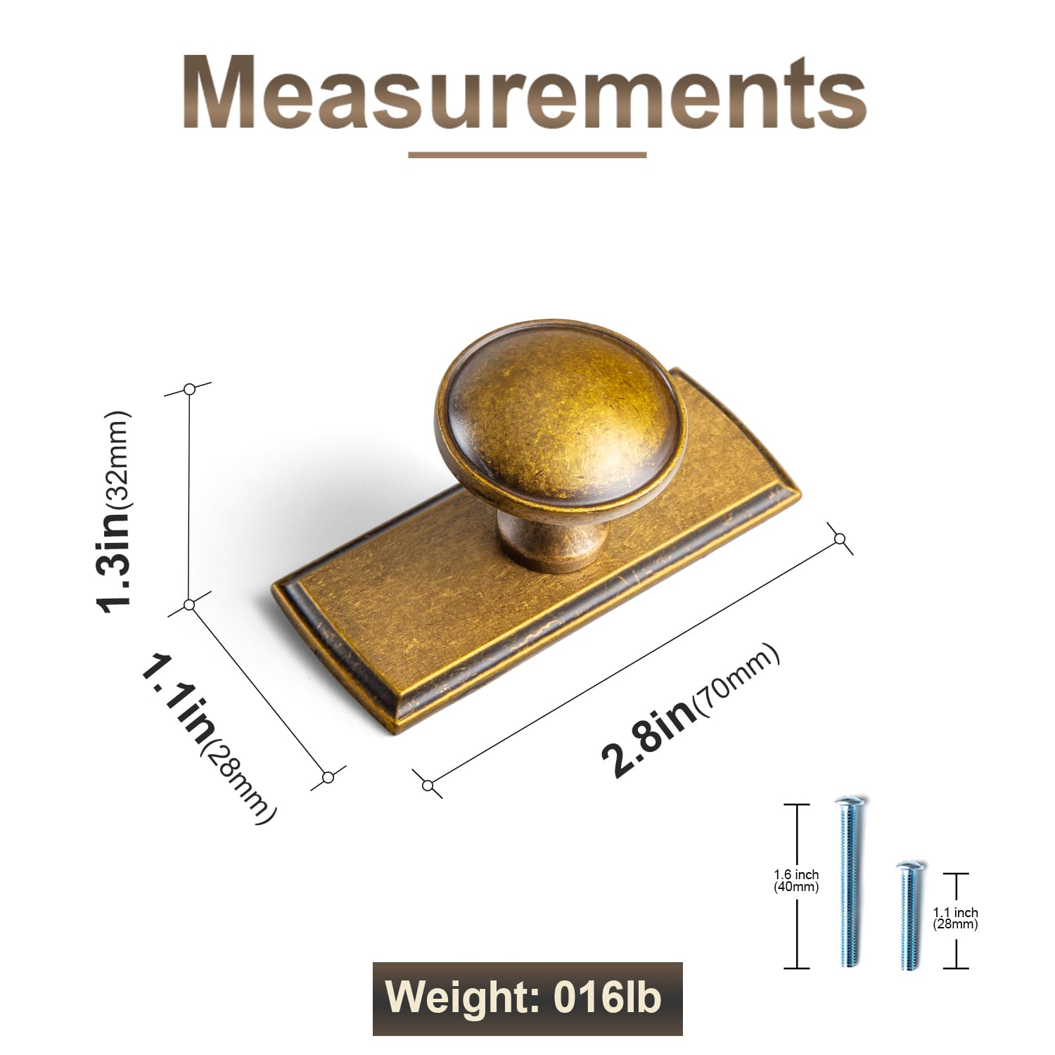 Goo-Ki Antique Brass Cabinet Knobs Zinc Alloy Round Drawer Pulls with Vintage Patina Finish Retro Furniture Hardware