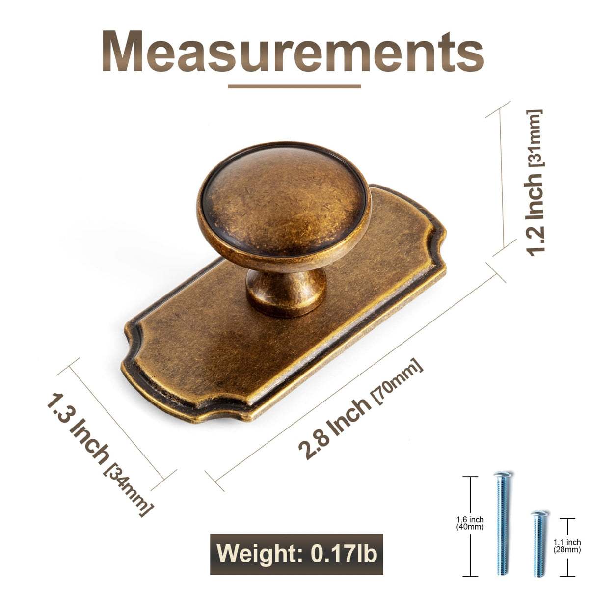 Goo-Ki Antique Brass Cabinet Knobs Zinc Alloy Round Drawer Pulls with Vintage Patina Finish Retro Furniture Hardware