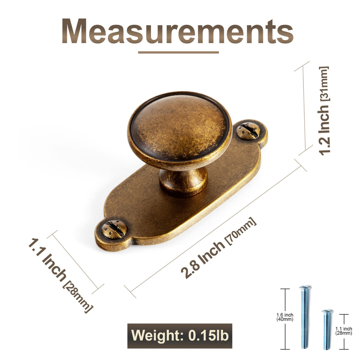 Goo-Ki Antique Brass Cabinet Knobs Zinc Alloy Round Drawer Pulls with Vintage Patina Finish Retro Furniture Hardware