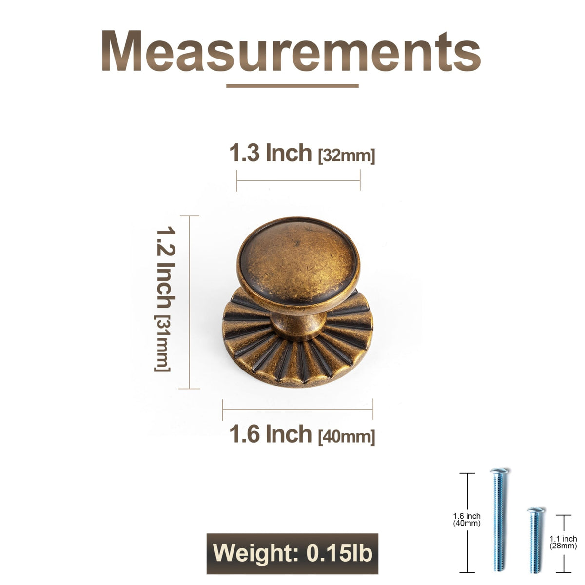 Goo-Ki Antique Brass Cabinet Knobs Zinc Alloy Round Drawer Pulls with Vintage Patina Finish Retro Furniture Hardware