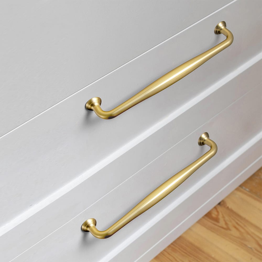 Goo-Ki Antique Brass Cabinet Pulls Solid Drawer Handles for Kitchen