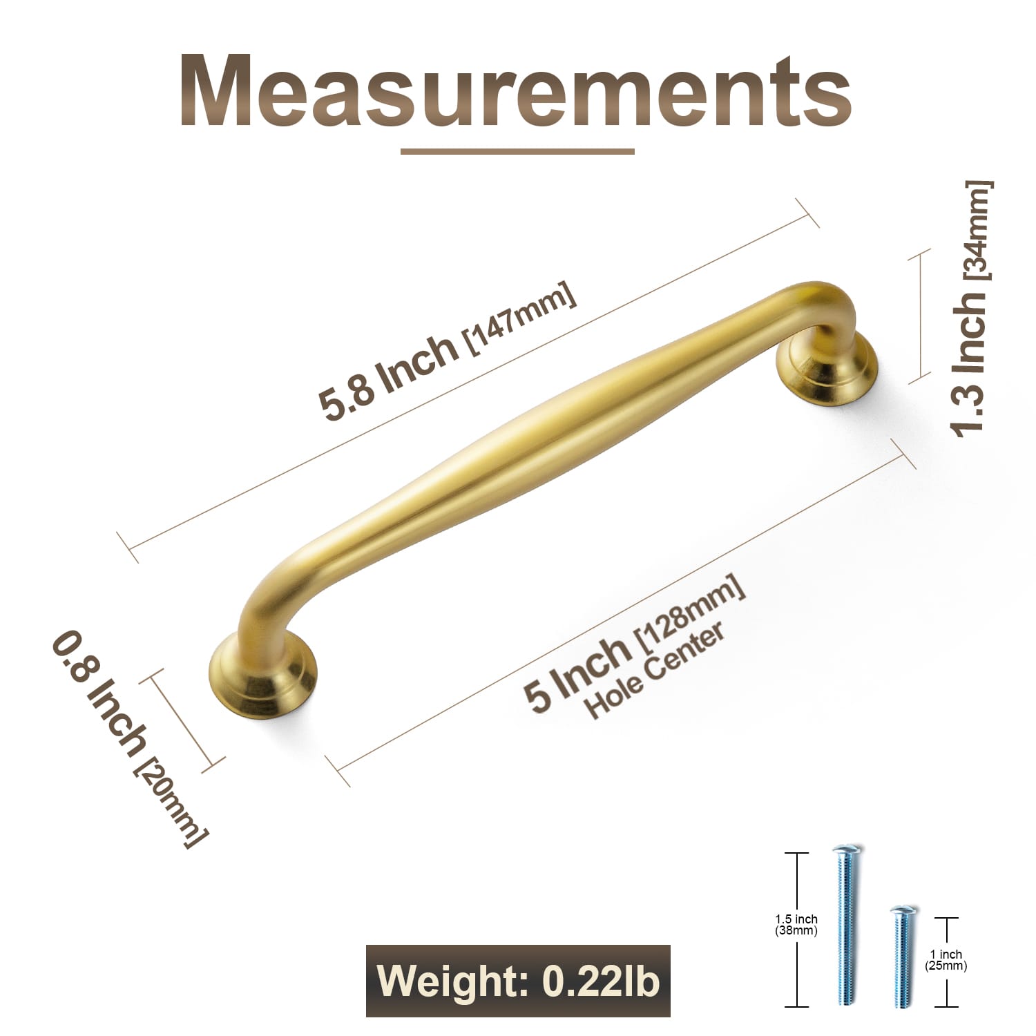 Goo-Ki Antique Brass Cabinet Pulls Solid Drawer Handles for Kitchen