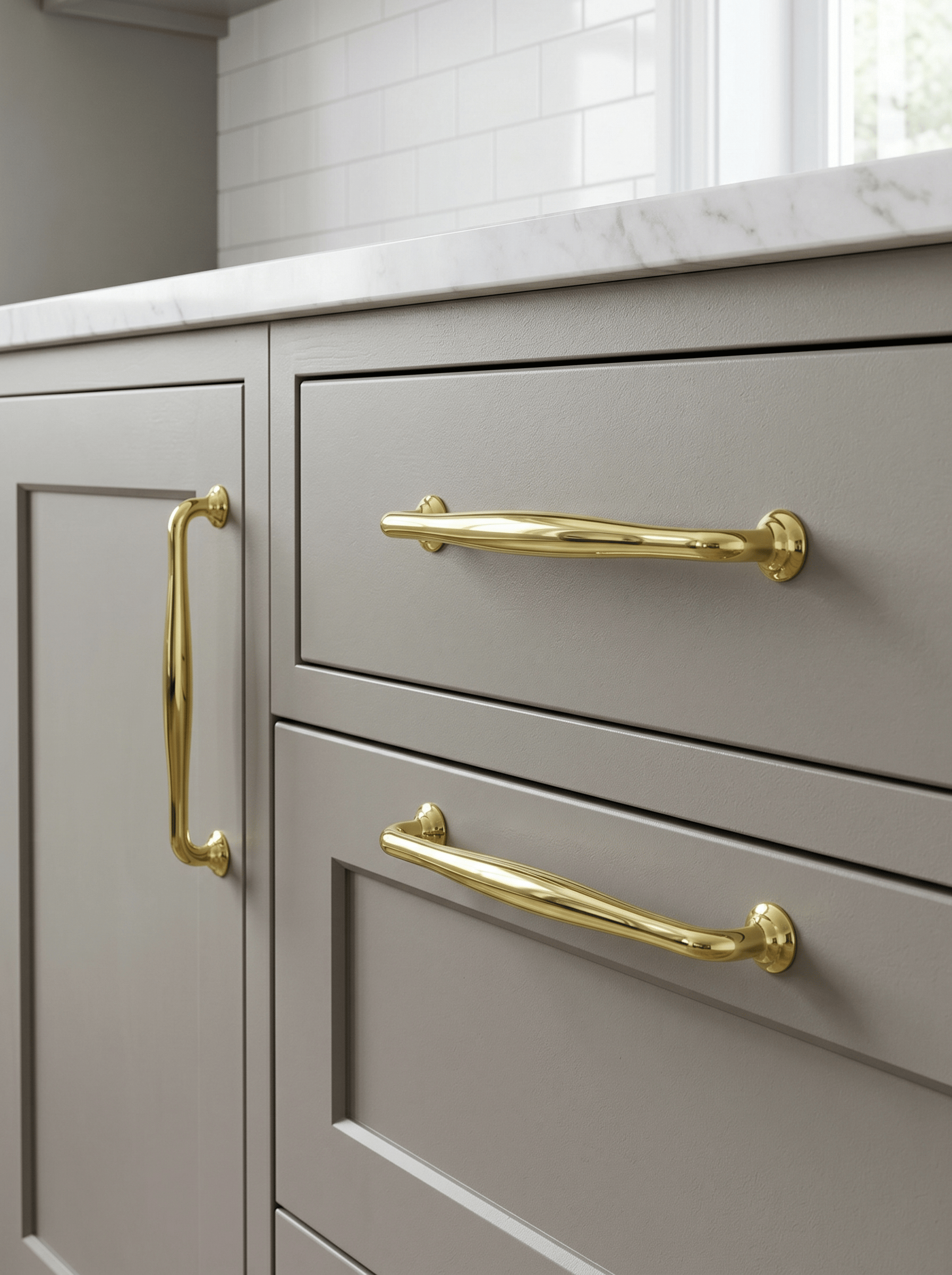 Goo-Ki Antique Brass Cabinet Pulls Solid Drawer Handles for Kitchen