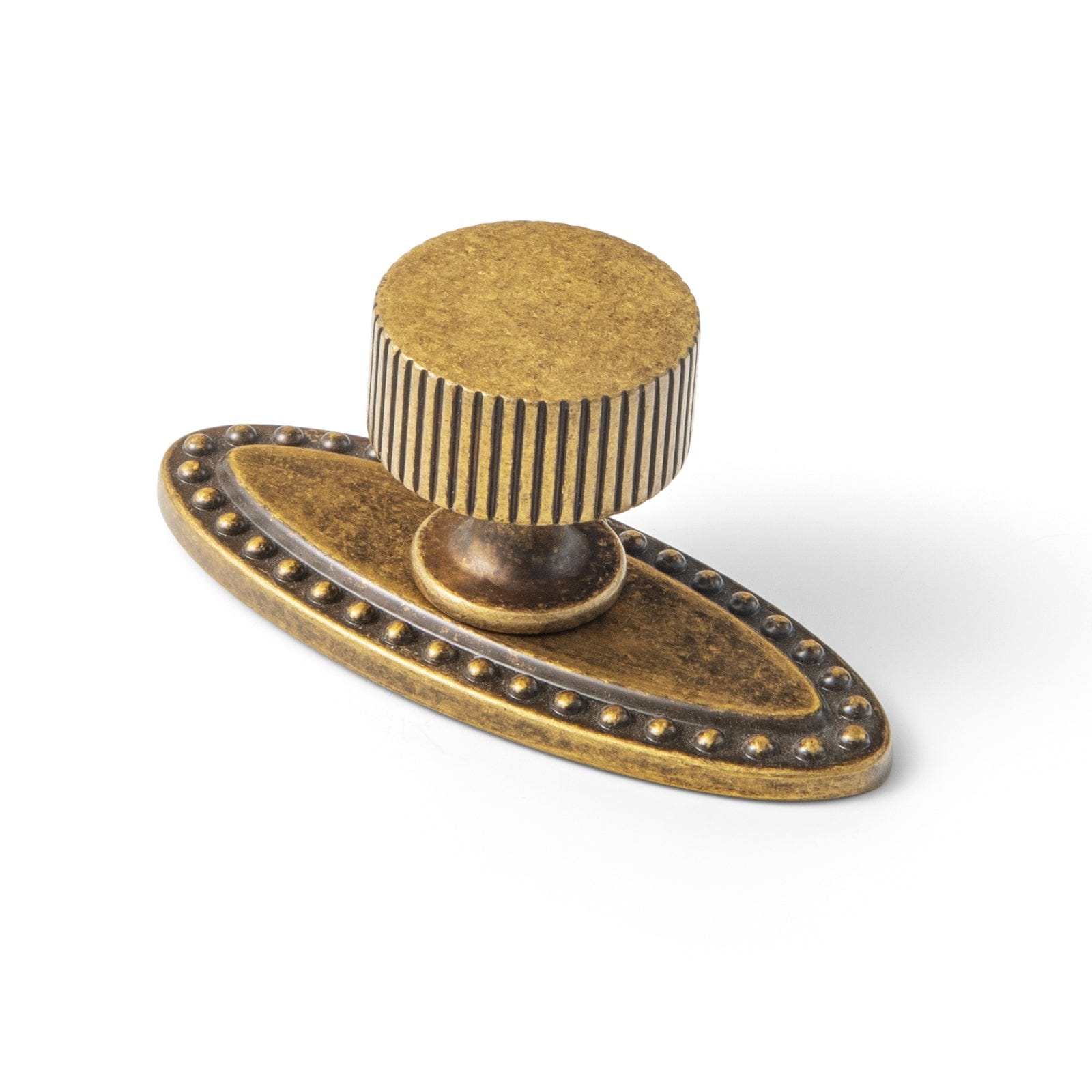 Goo-Ki Antique Brass / D / Knob 2 Pack Striped Cabinet Pull Retro Brass Cabinet Handles Knobs with Back Plate