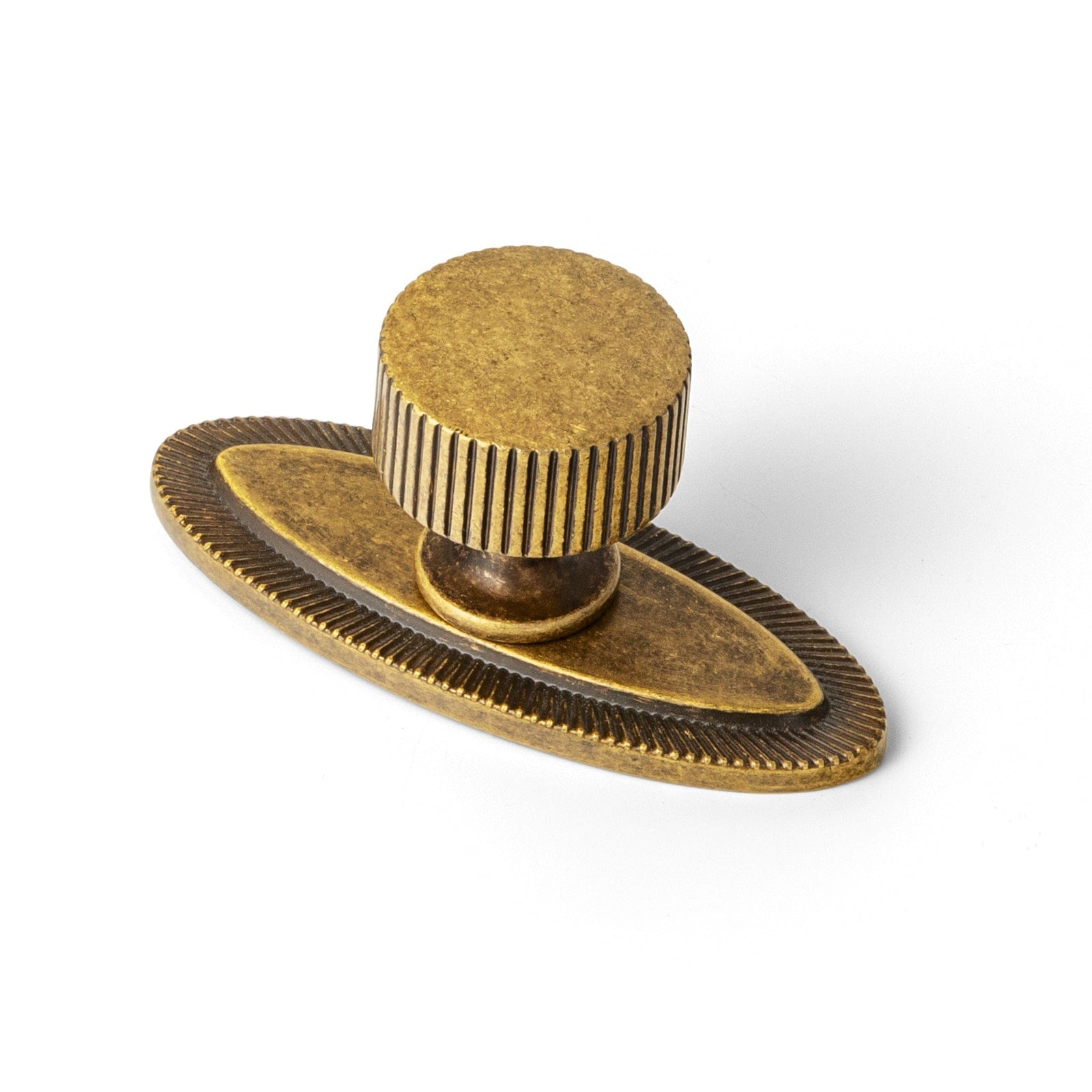 Goo-Ki Antique Brass / E / Knob 2 Pack Striped Cabinet Pull Retro Brass Cabinet Handles Knobs with Back Plate