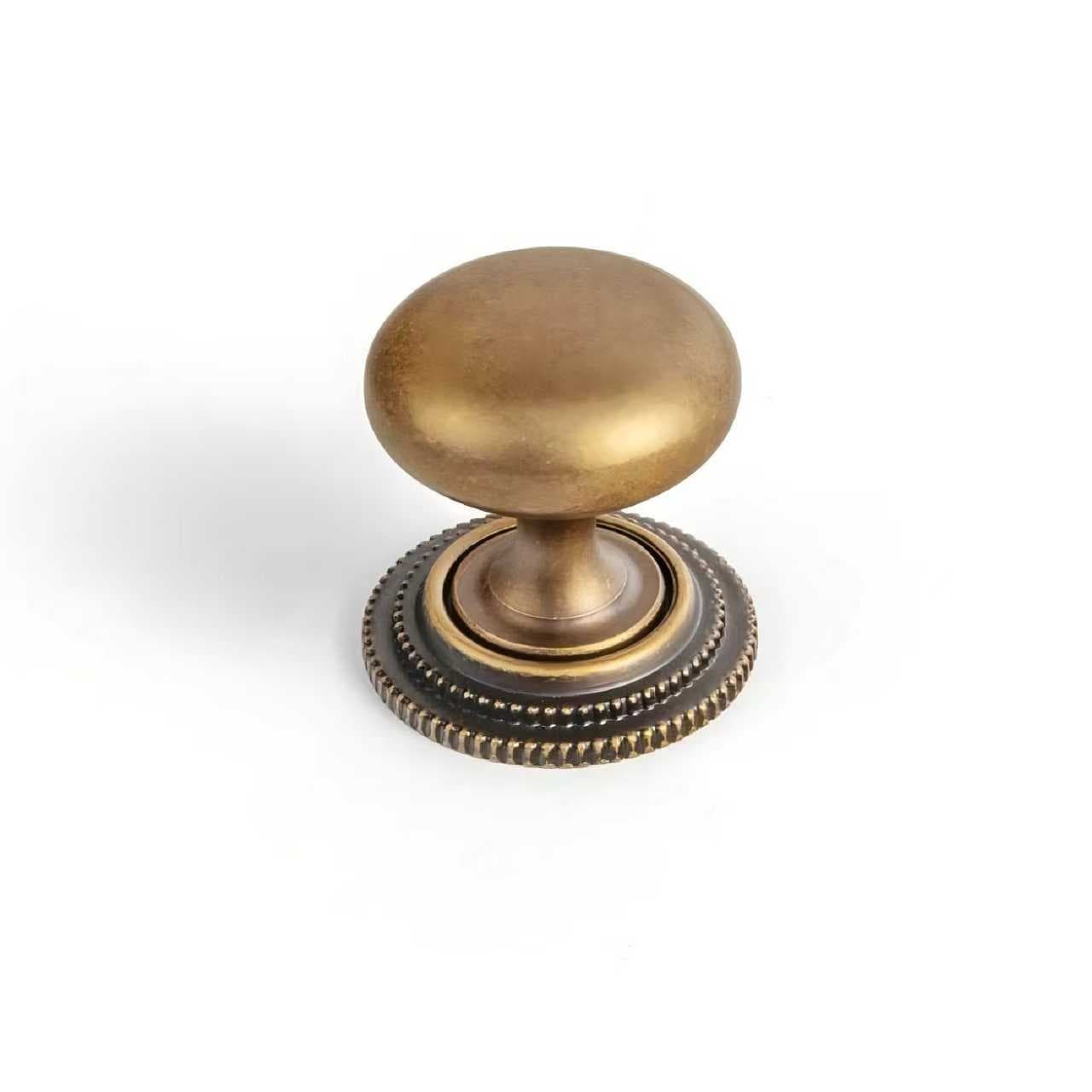 Goo-Ki Antique Brass / E32 / Standard 6 Pack Antique Brass Zinc Alloy Cabinet Knob with Back Plate Single Hole Center Cabinet Hardware for Bedroom Kitchen