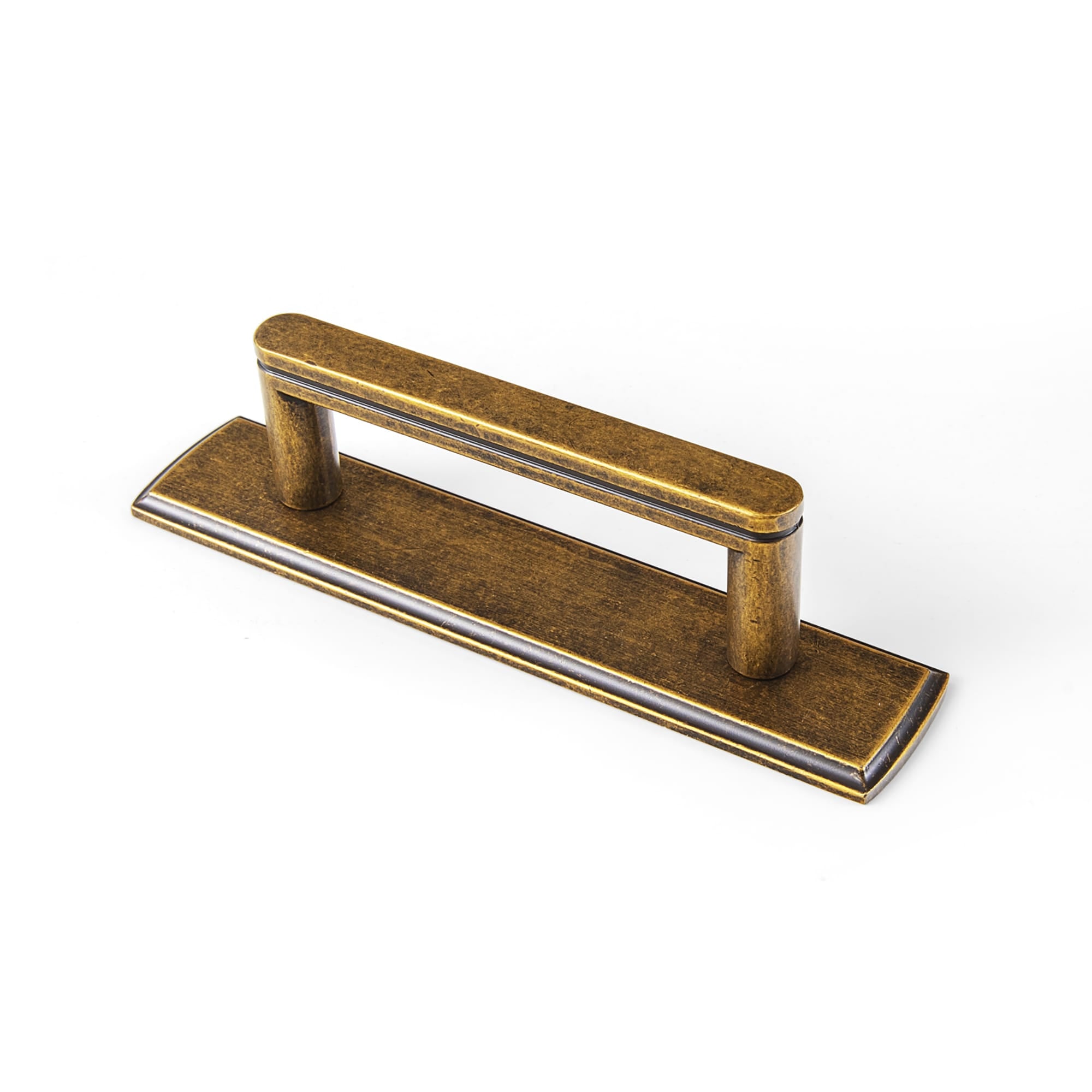 Goo-Ki Antique Brass / G011 / 3'' Hole Center 2 Pack Cabinet Handles with Back Plate Vintage Kitchen Drawer Pulls with Subtle Curves