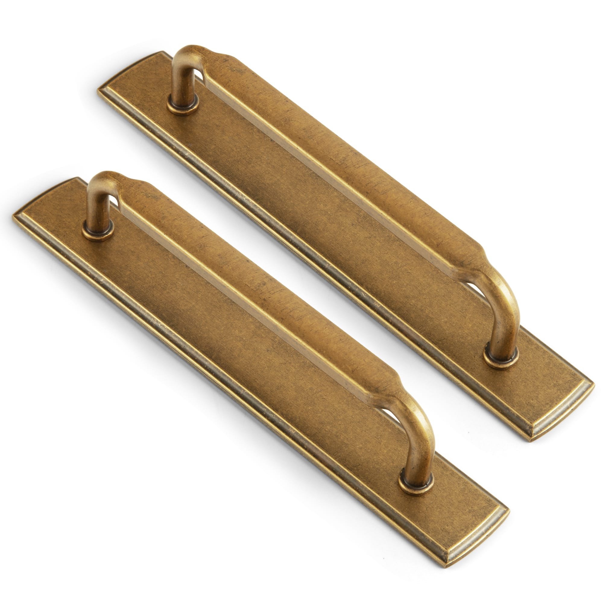 Goo-Ki Antique Brass / G011 / 5'' Hole Center 2 Pack Antique Brass Cabinet Pulls with Back Plate Zinc Alloy Drawer Handle with Long Back Plate