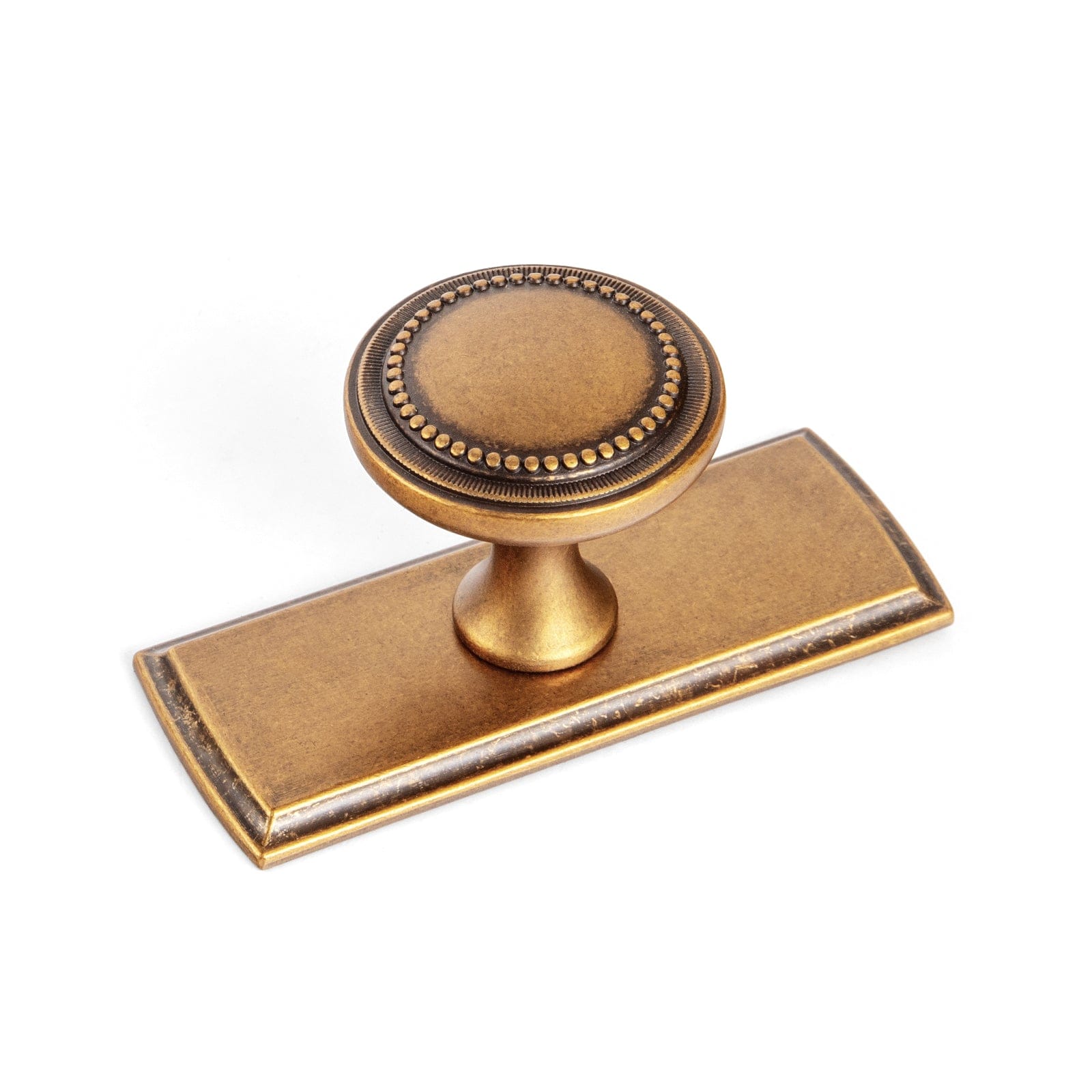Goo-Ki Antique Brass / G011 / 6 Pack Antique Brass Zinc Alloy Cabinet Knob with Delicate Decorative Back Plate Set