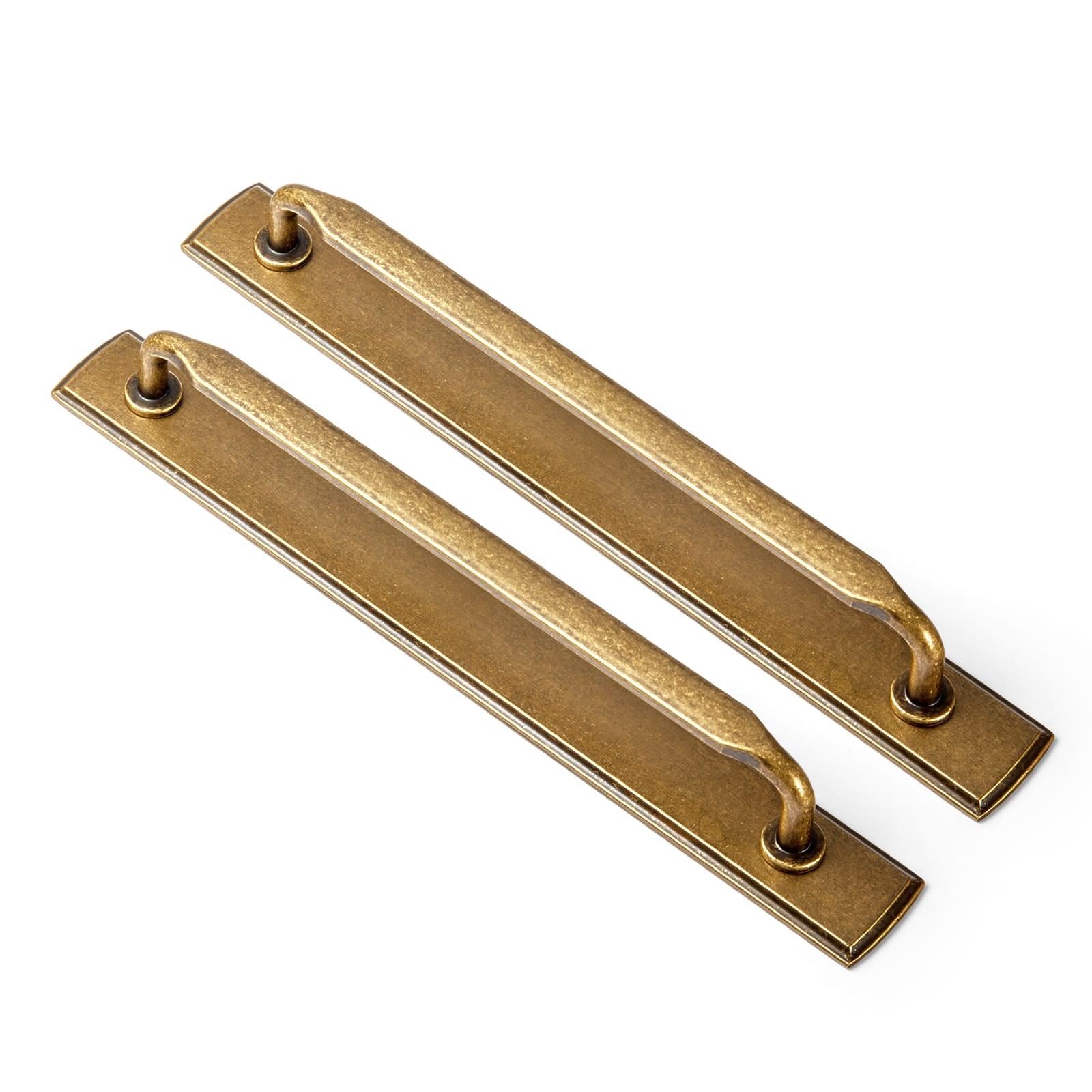 Goo-Ki Antique Brass / G011 / 7.6'' Hole Center 2 Pack Elegant Vintage Zinc Alloy Cabinet Handles with Long Backplate, Classic Furniture Hardware for Cabinets, Wardrobes & Dressers