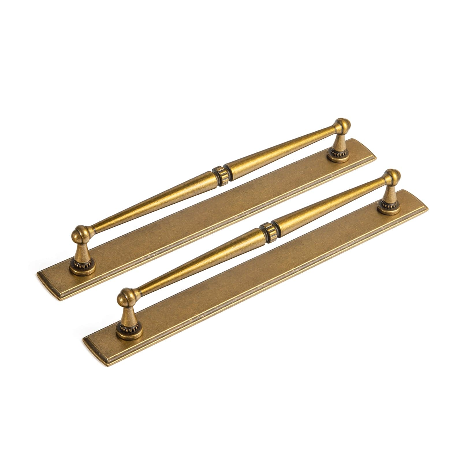 Goo-Ki Antique Brass / G011 / 7.6'' Hole Center 2 Pack Ornate Vintage Brass Drawer Pulls - Classic Cabinet Handles with Decorative Back Plates