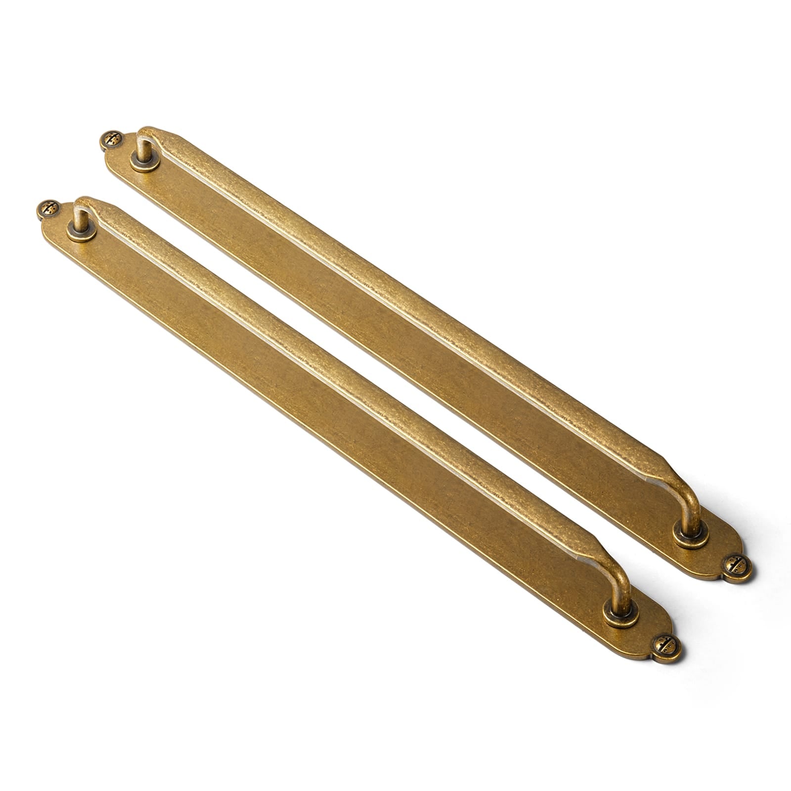 Goo-Ki Antique Brass / G013 / 12.6'' Hole Center 2 Pack Elegant Vintage Zinc Alloy Cabinet Handles with Long Backplate, Classic Furniture Hardware for Cabinets, Wardrobes & Dressers