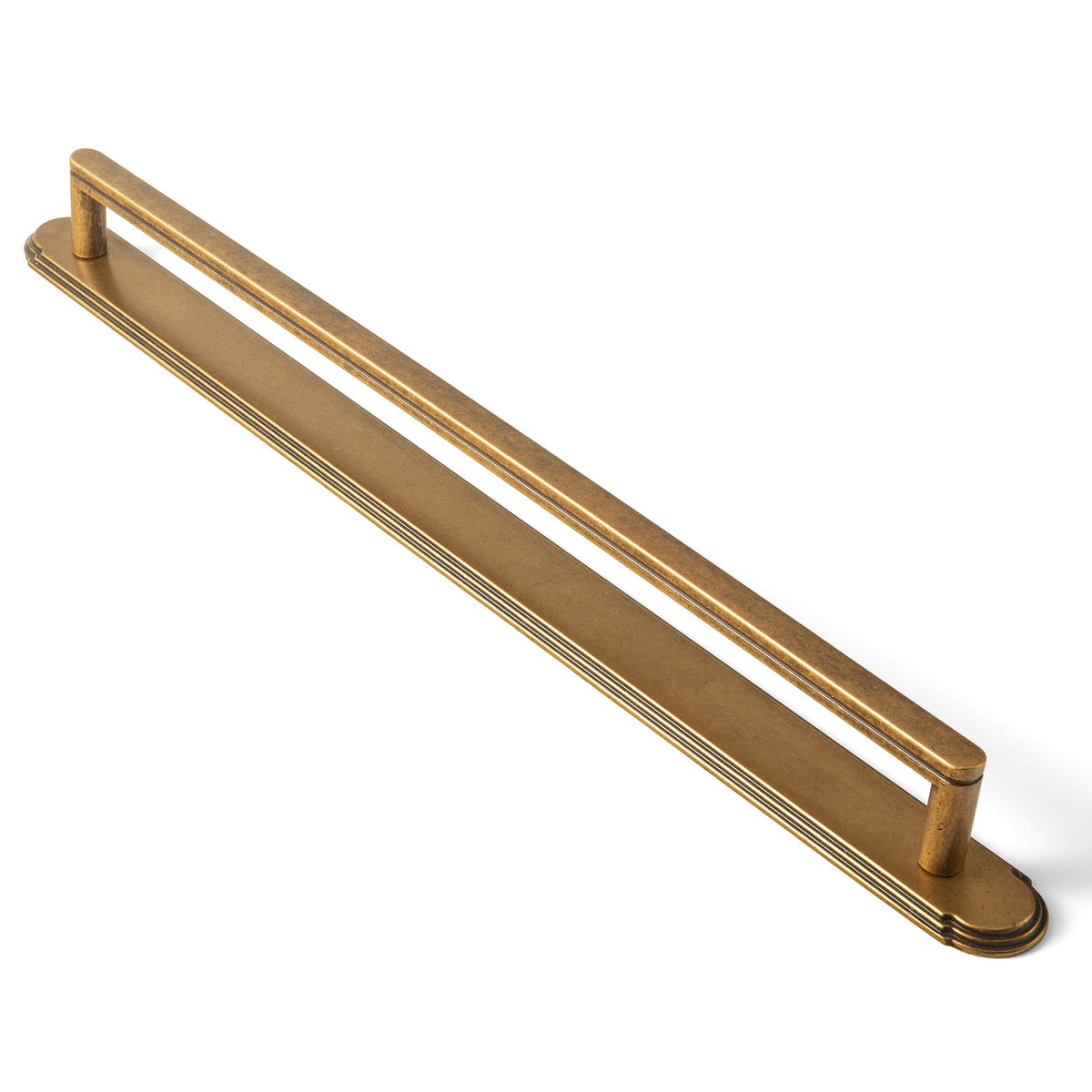 Goo-Ki Antique Brass / G014 / 12.6'' Hole Center 2 Pack Cabinet Handles with Back Plate Vintage Kitchen Drawer Pulls with Subtle Curves