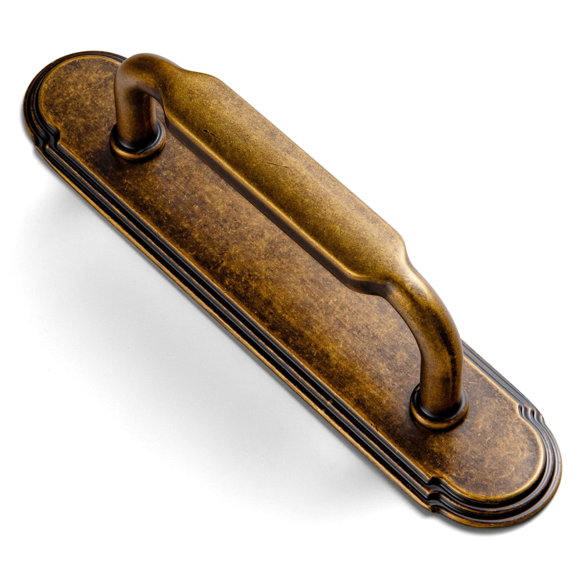 Goo-Ki Antique Brass / G014 / 3'' Hole Center 2 Pack Antique Brass Cabinet Pulls with Back Plate Zinc Alloy Drawer Handle with Long Back Plate