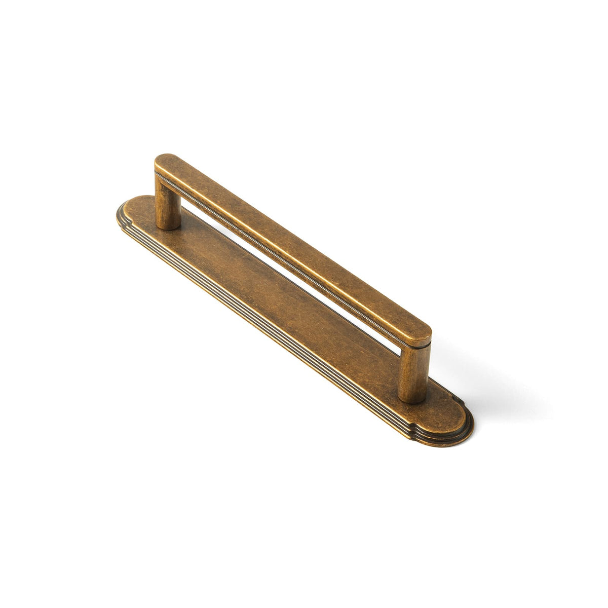 Goo-Ki Antique Brass / G014 / 5'' Hole Center 2 Pack Cabinet Handles with Back Plate Vintage Kitchen Drawer Pulls with Subtle Curves
