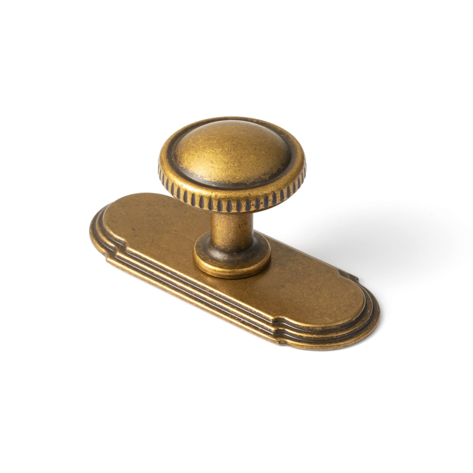Goo-Ki Antique Brass / G014 / 6 Pack Knurled Rim Round Cabinet Knobs, Solid Zinc Alloy Mushroom Drawer Knob for Cabinet Doors, Chest of Drawers