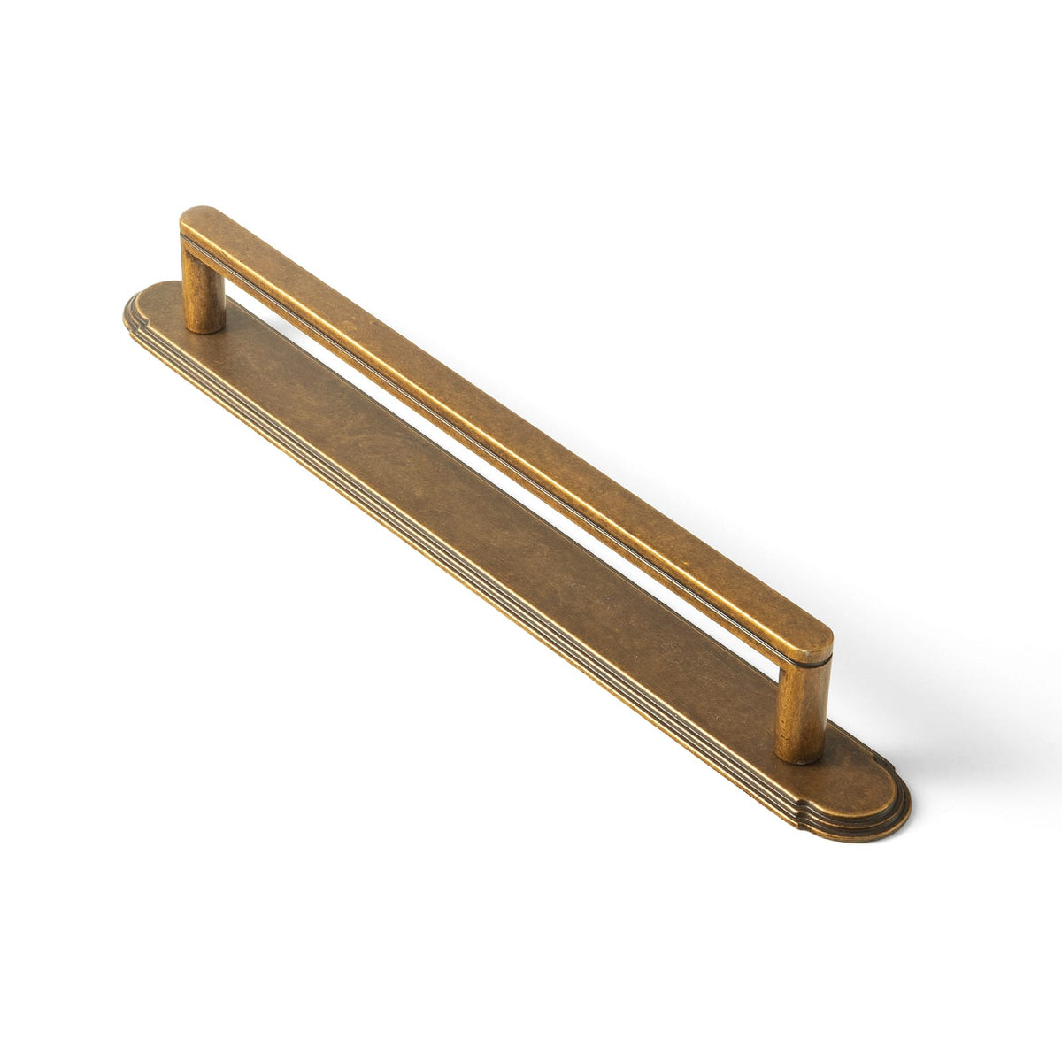 Goo-Ki Antique Brass / G014 / 7.6'' Hole Center 2 Pack Cabinet Handles with Back Plate Vintage Kitchen Drawer Pulls with Subtle Curves