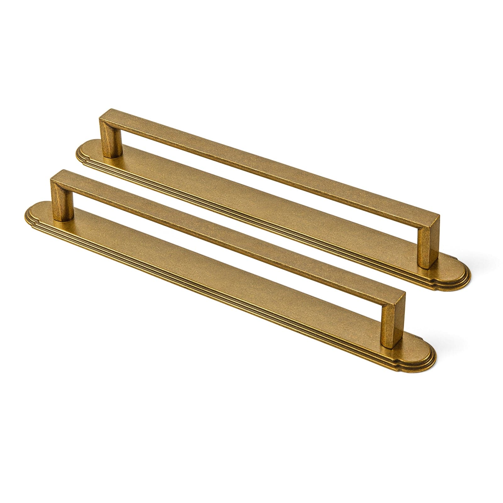 Goo-Ki Antique Brass / G014 / 7.6'' Hole Center 2 Pack Long Cabinet Bar Pulls with Back Plates Solid Drawer Handles Set